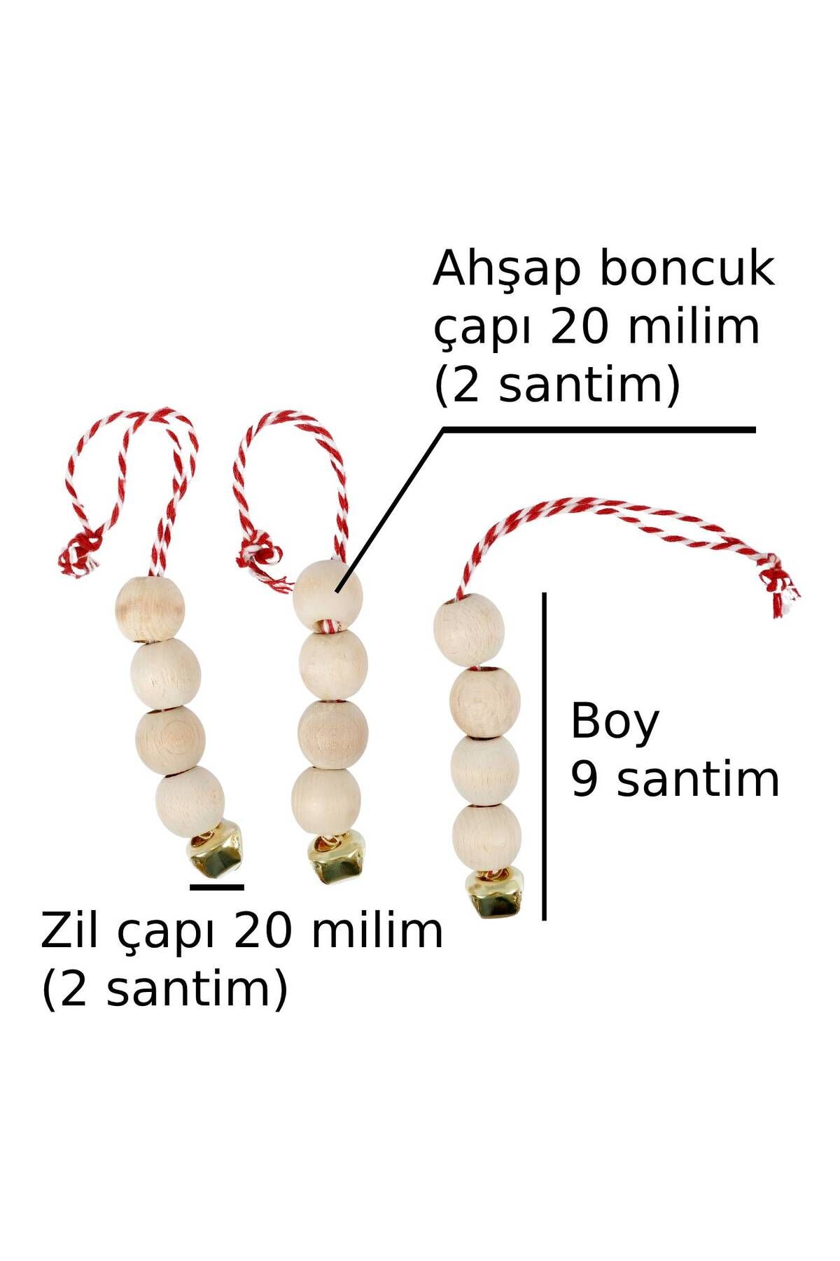 X-Perk Bebek Yılbaşı Ağaç Boncuk Süs Hobi Zilli Çok Amaçlı Etkinlik Doğum Günü Zil İpli Süs 3 Adet