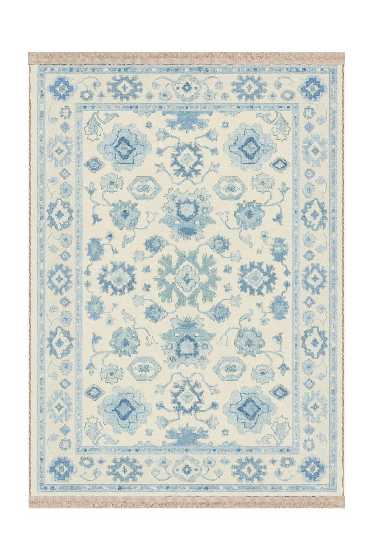 Rugs Modern Halı MOSSO Açık Mavi Tema Etnik ve Çiçek Detaylar Desenli Dokuma Taban Modern Dekoratif Halı mosso33