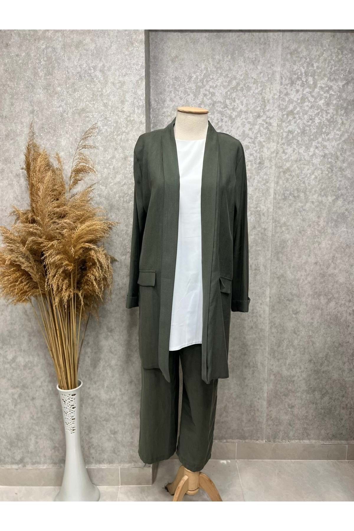 naqshestore 25Y8419 TAKIM ÜÇLÜ PANTOLON İÇLİK CEKET HAKİ