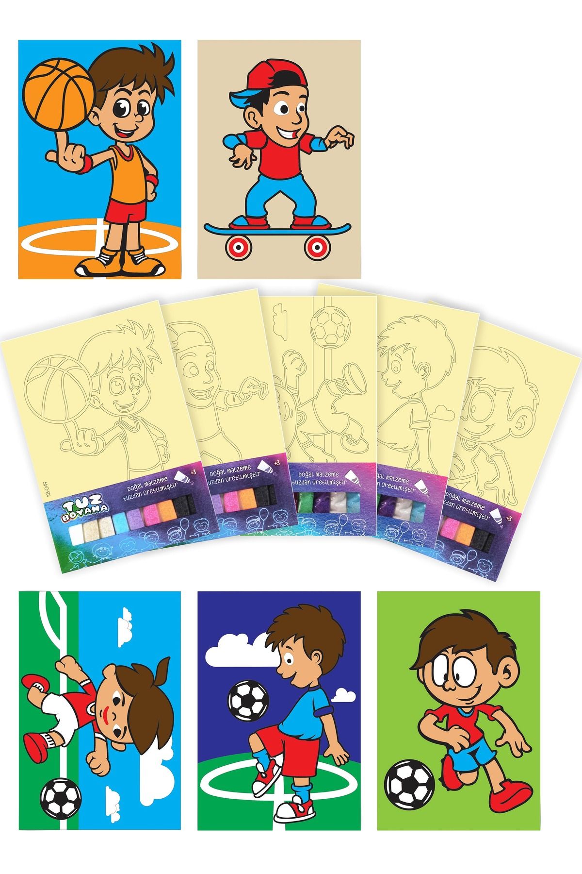 Artikel Sporcular Tuz Boyama Oyunu 5 li Set -2 , Eğitici Aktivite , Kum Boyama Oyunu TB-052