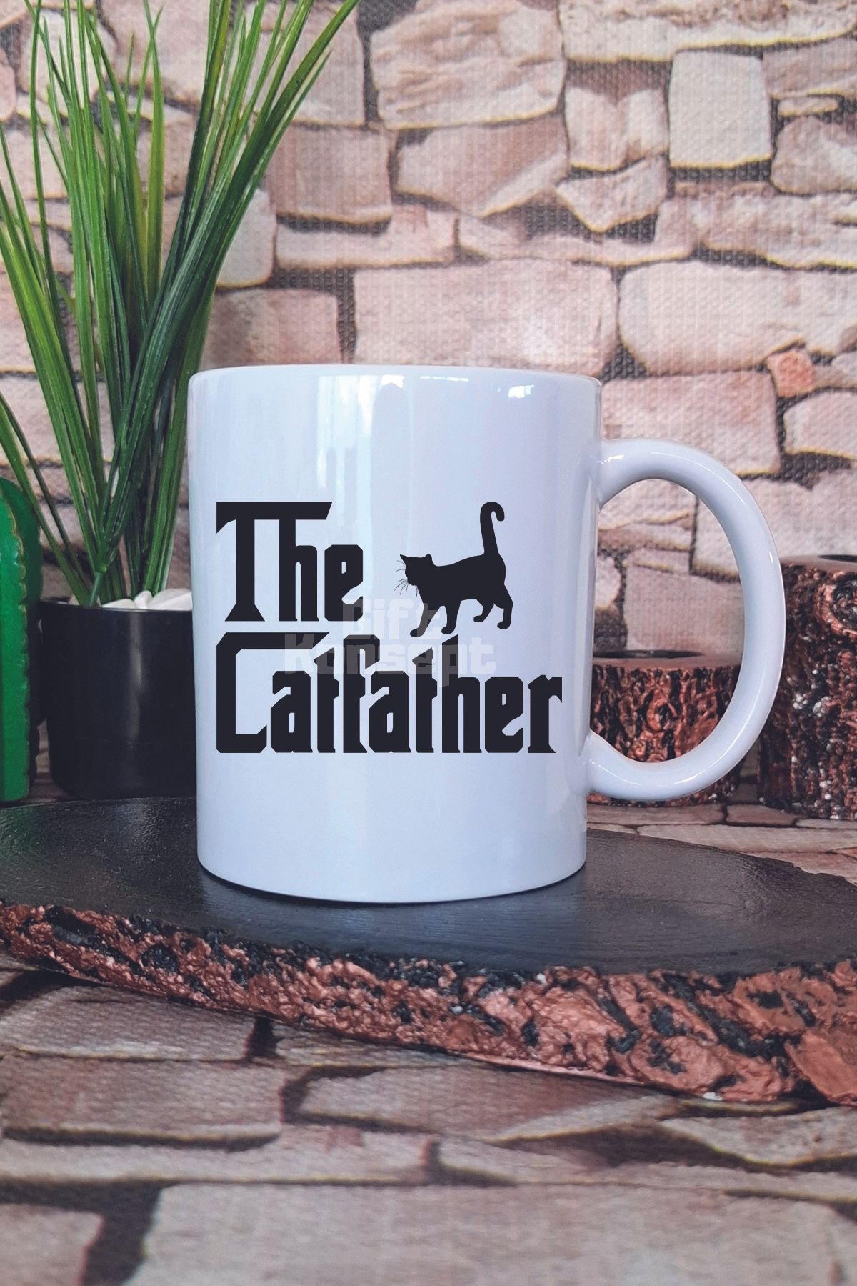 giftkonsept The Catfather Baskılı Komik Kedi Babası Hediyelik Baskılı Çay Kahve Sunum Kupa Bardak