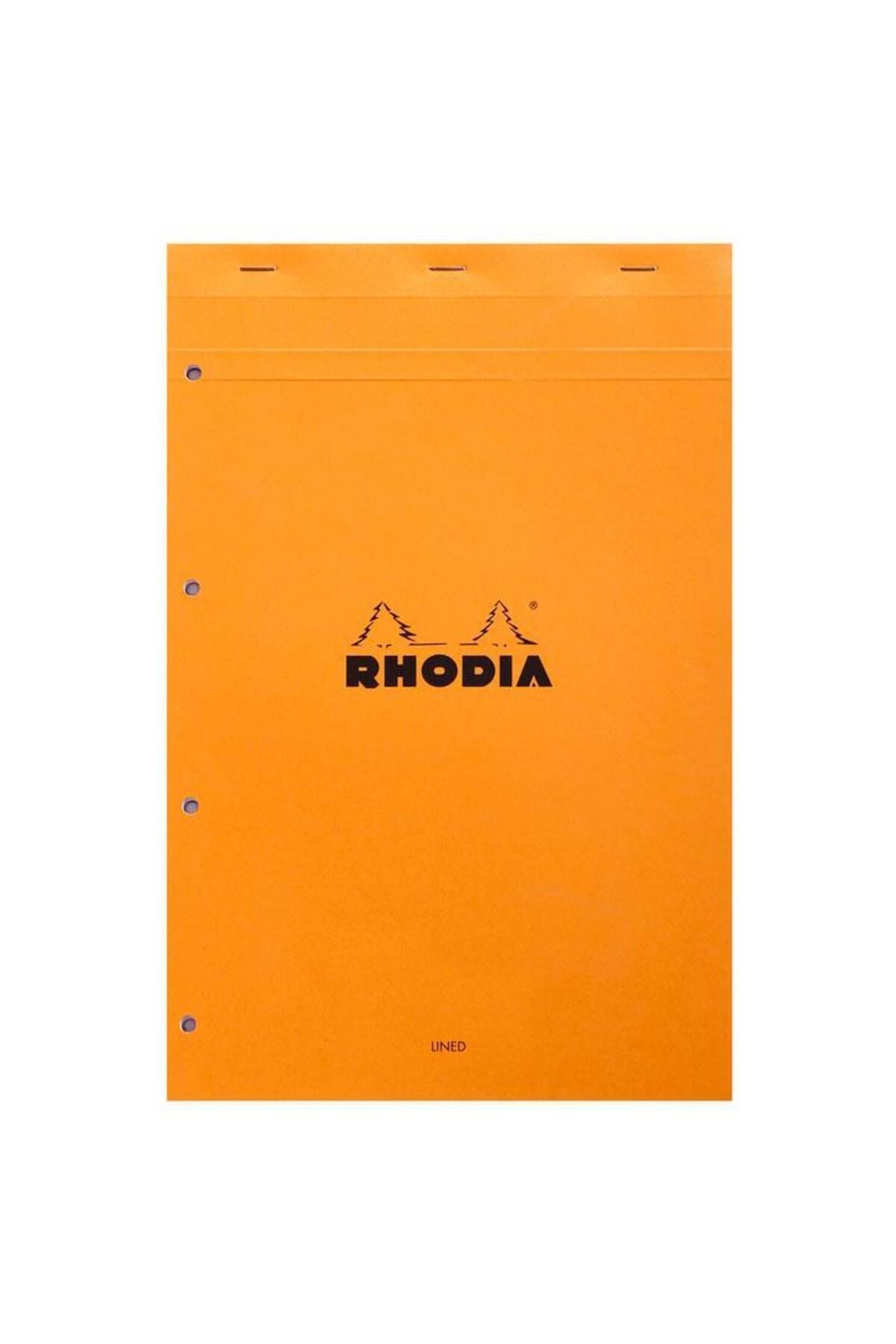 Rhodia Basic Üstten Zımbalı Bloknot A4+ Sarı Çizgili Turuncu
