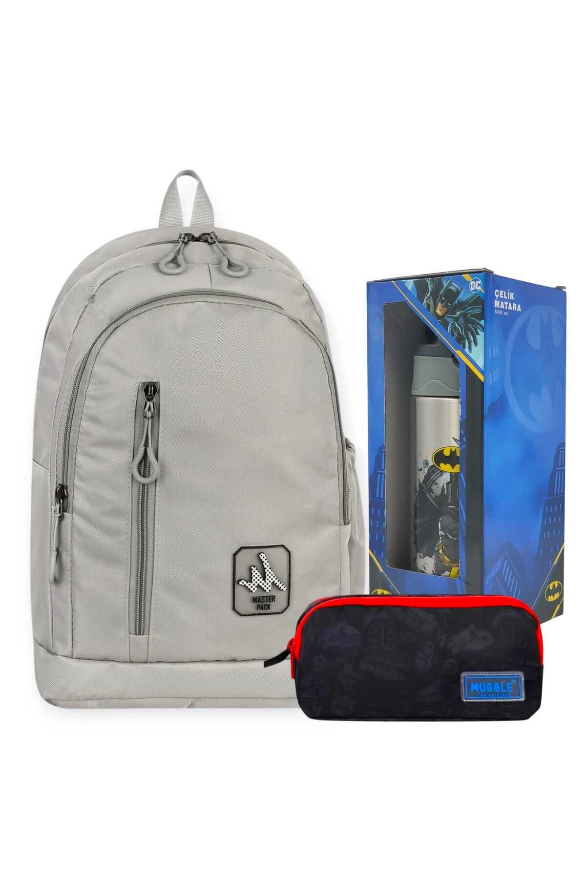 MASTER PACK Tablet Notebook Gözlü Sırt Çantası , Çift Gözlü Kalem Çantası , Lisanslı Çelik Matara Hediye