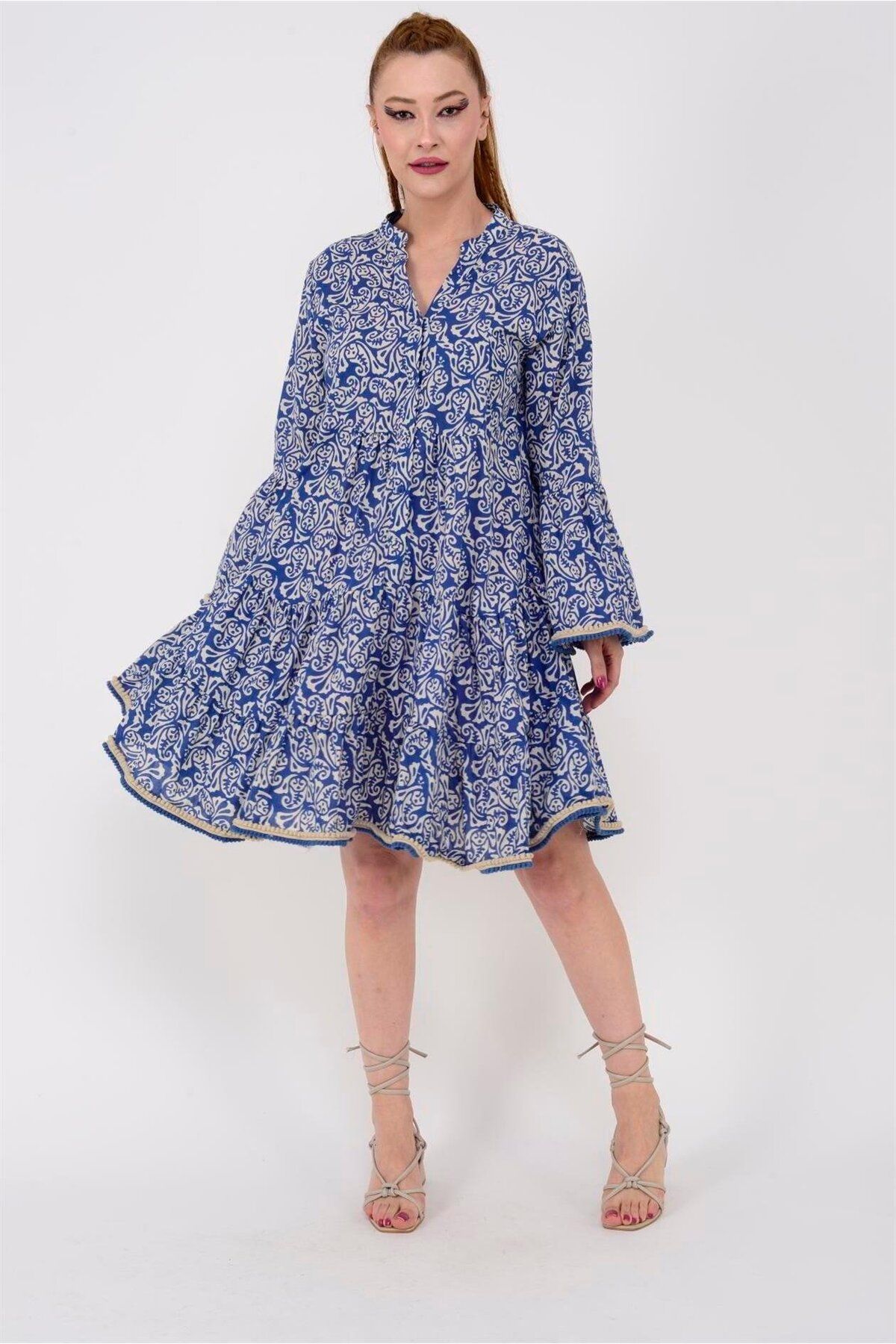 Park Moda AN179-B2773 Dsen Dantelsiz Ponponlu Elbise