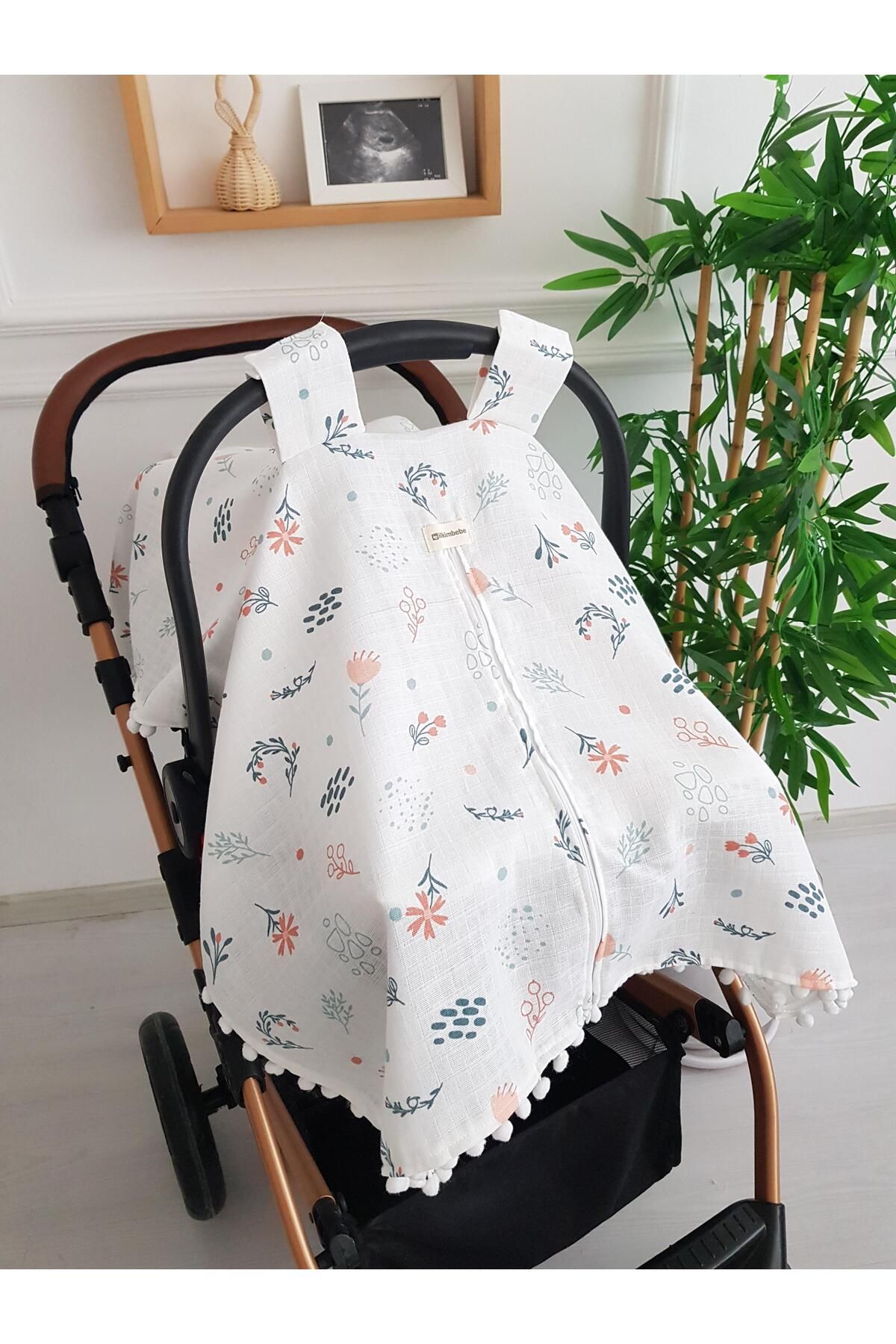ilkimbebe-Floral Muslin Zippered Stroller Cover and Cushion 4
