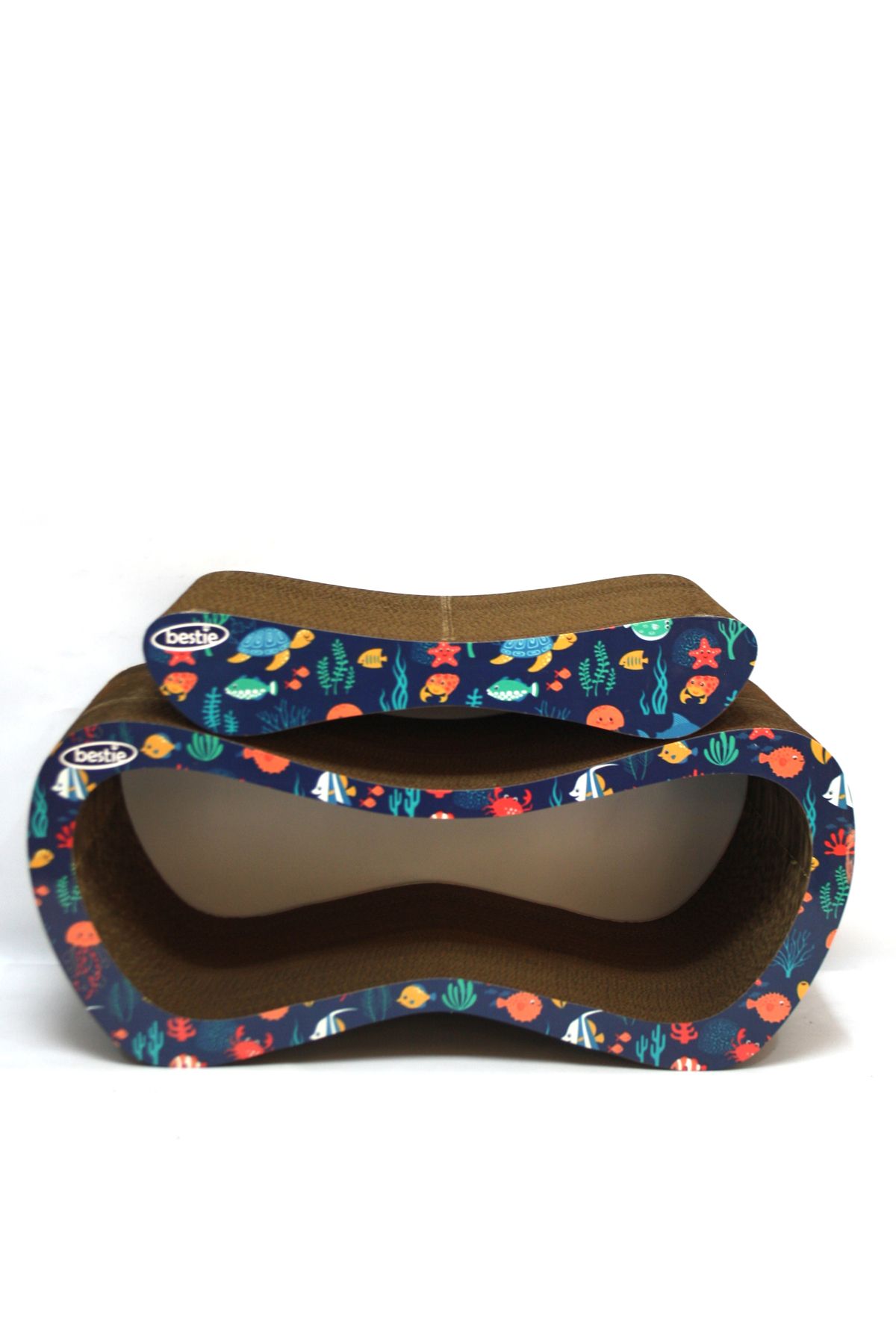 Bestie-Set of 2 - Cat Scratching Sofa Cardboard Cat Scratching Horizontal Scratching - Fish Pattern 1