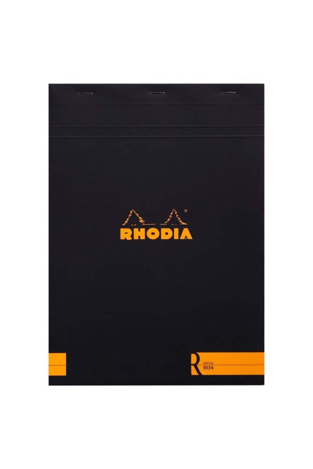 Rhodia Basic Üstten Zımbalı Bloknot A4 Çizgili Siyah 90g