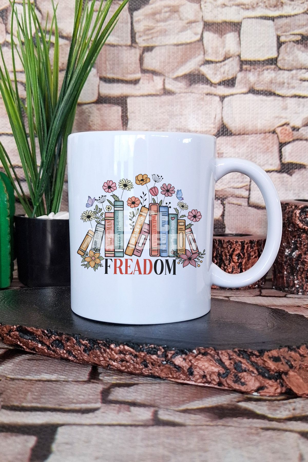 giftkonsept Book Lover Aesthetic Freedom Baskılı Kitapsever Okuma Aşkı Hediye Baskılı Kupa Bardak