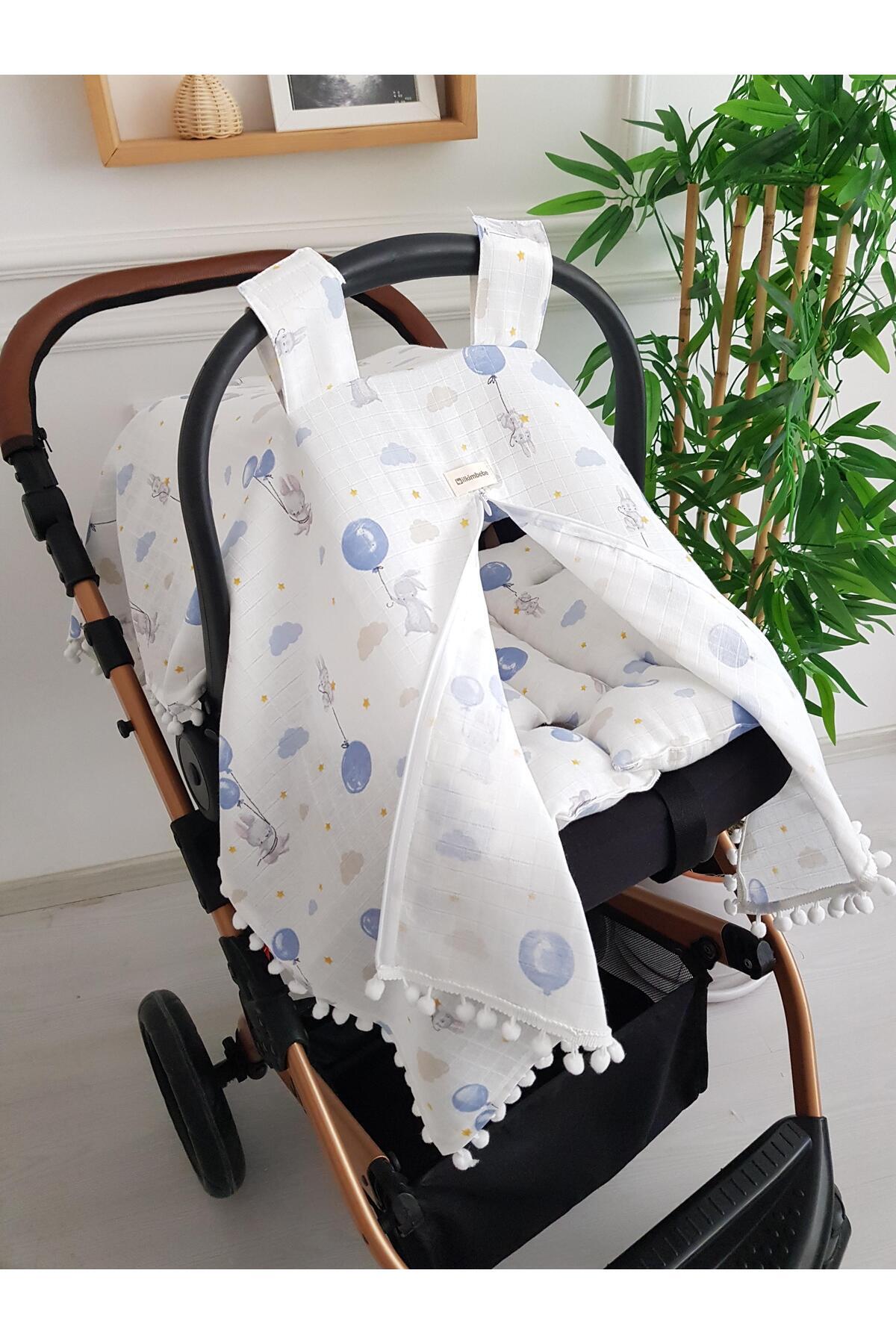 ilkimbebe Balonlu Müslin Fermuarlı Puset Örtüsü ve Minderi