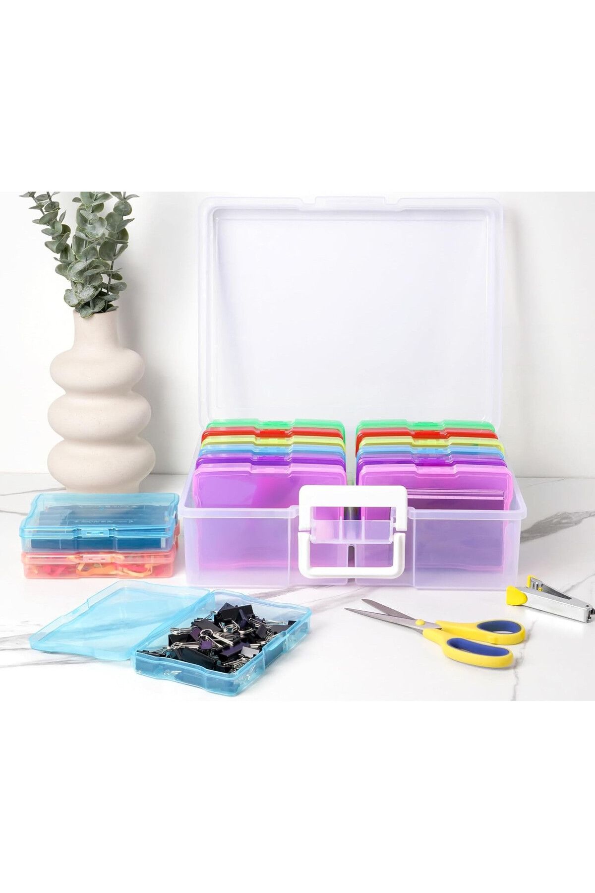 OEM-Portable boxes for storing small items, 16 pieces, foldable handle and secure closure 3