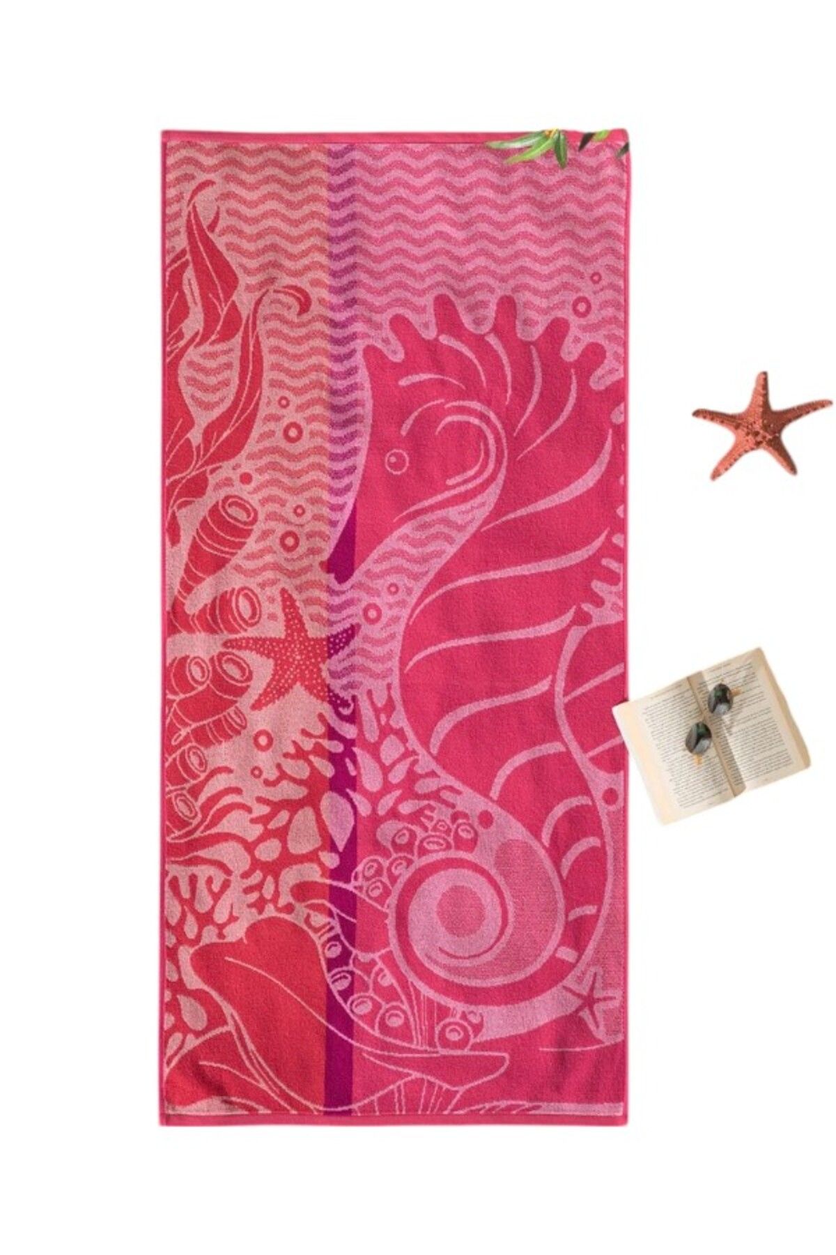 Özdilek Özdilek Nice 70*150 Pink Sea Horse Plaj Havlusu