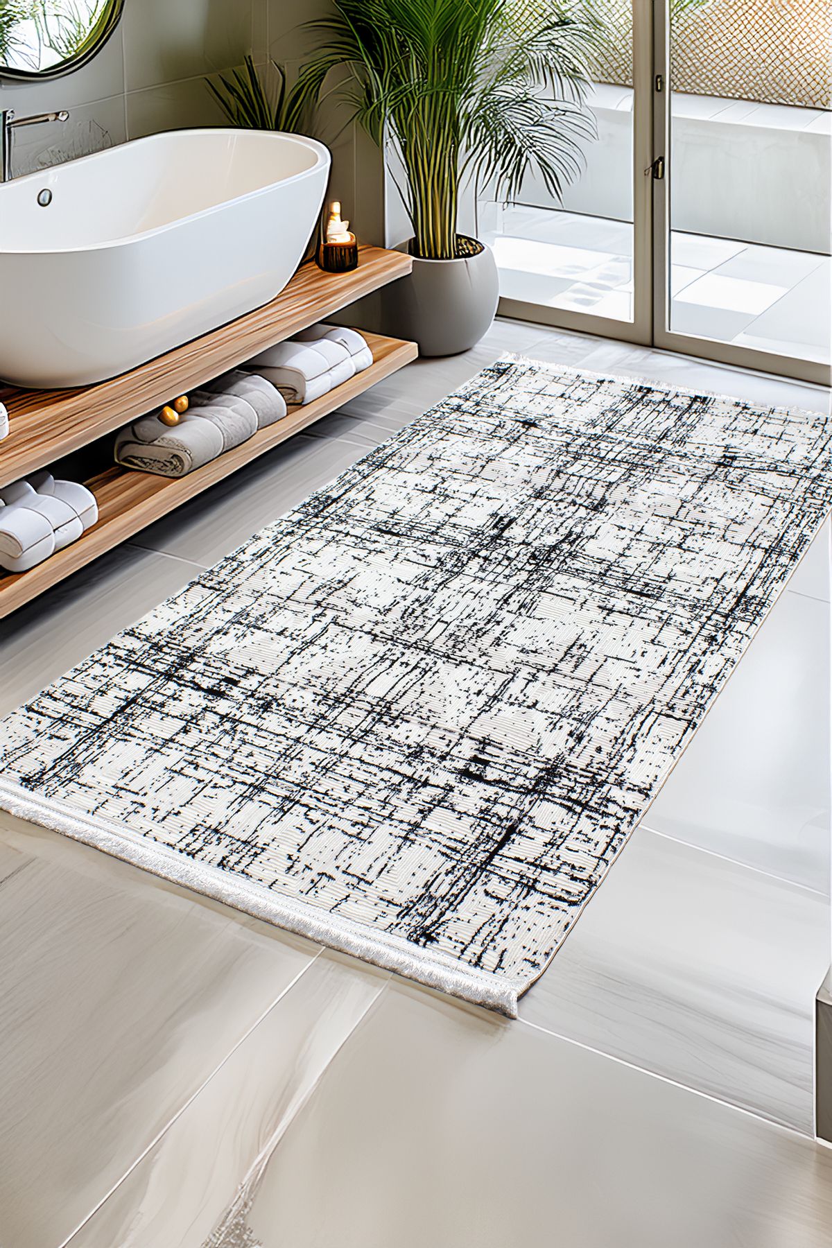 akbel halı & yatak exclusive home design Poem PM 07 Siyah - Modern Desenli Salon Halısı