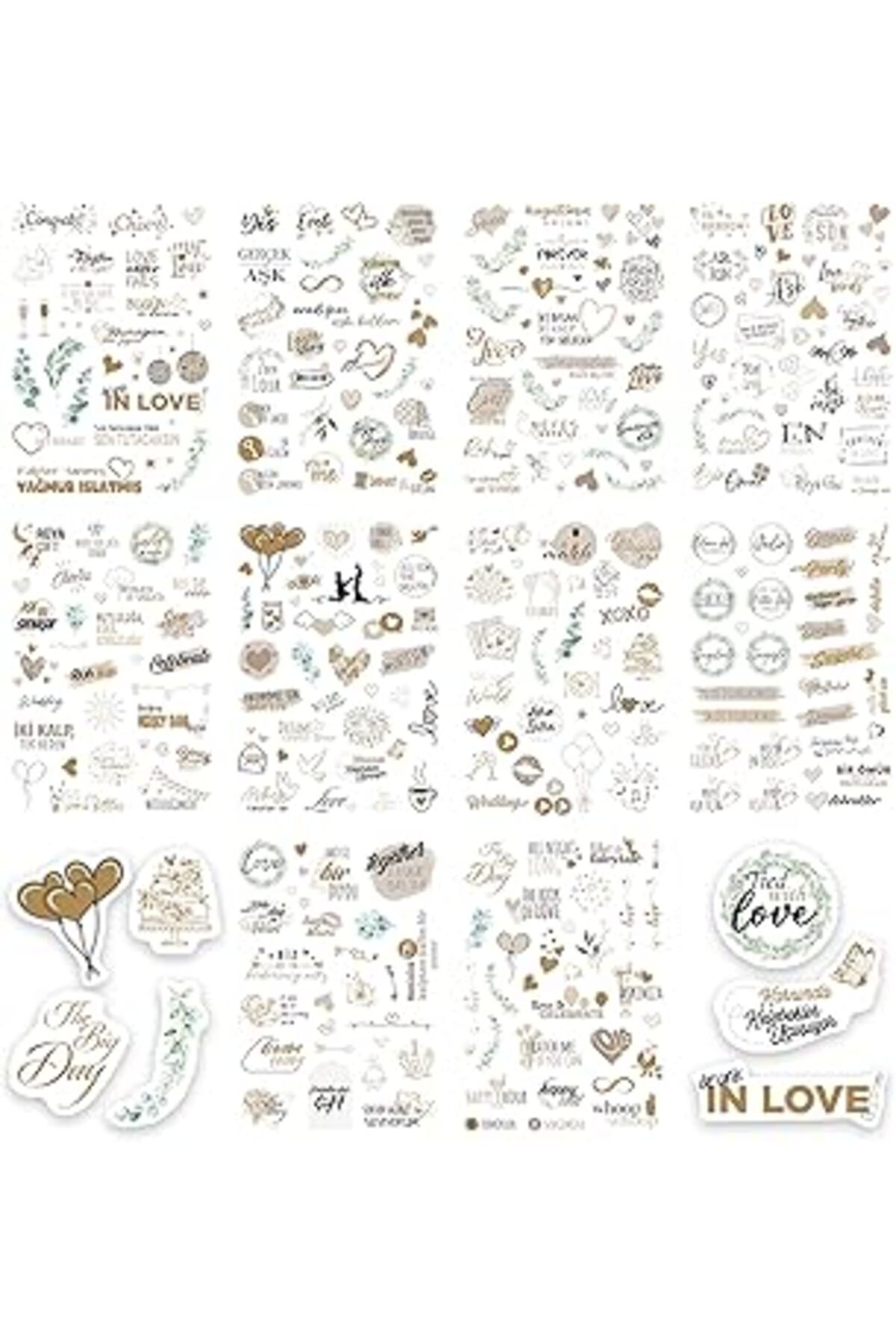 Mu Art Ahşap Colortouch Düğün Sticker Seti, 325 Adet Çıkartma, Misafir, Konuk Defteri Veya Fotoğraf Albumü Için