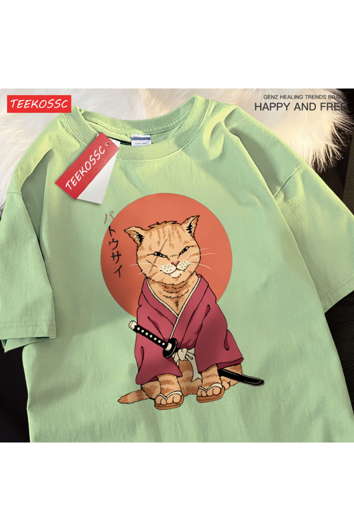 StartMore Y2k Vintage Tişört Tee Japon Harajuku skar bıçak kedi