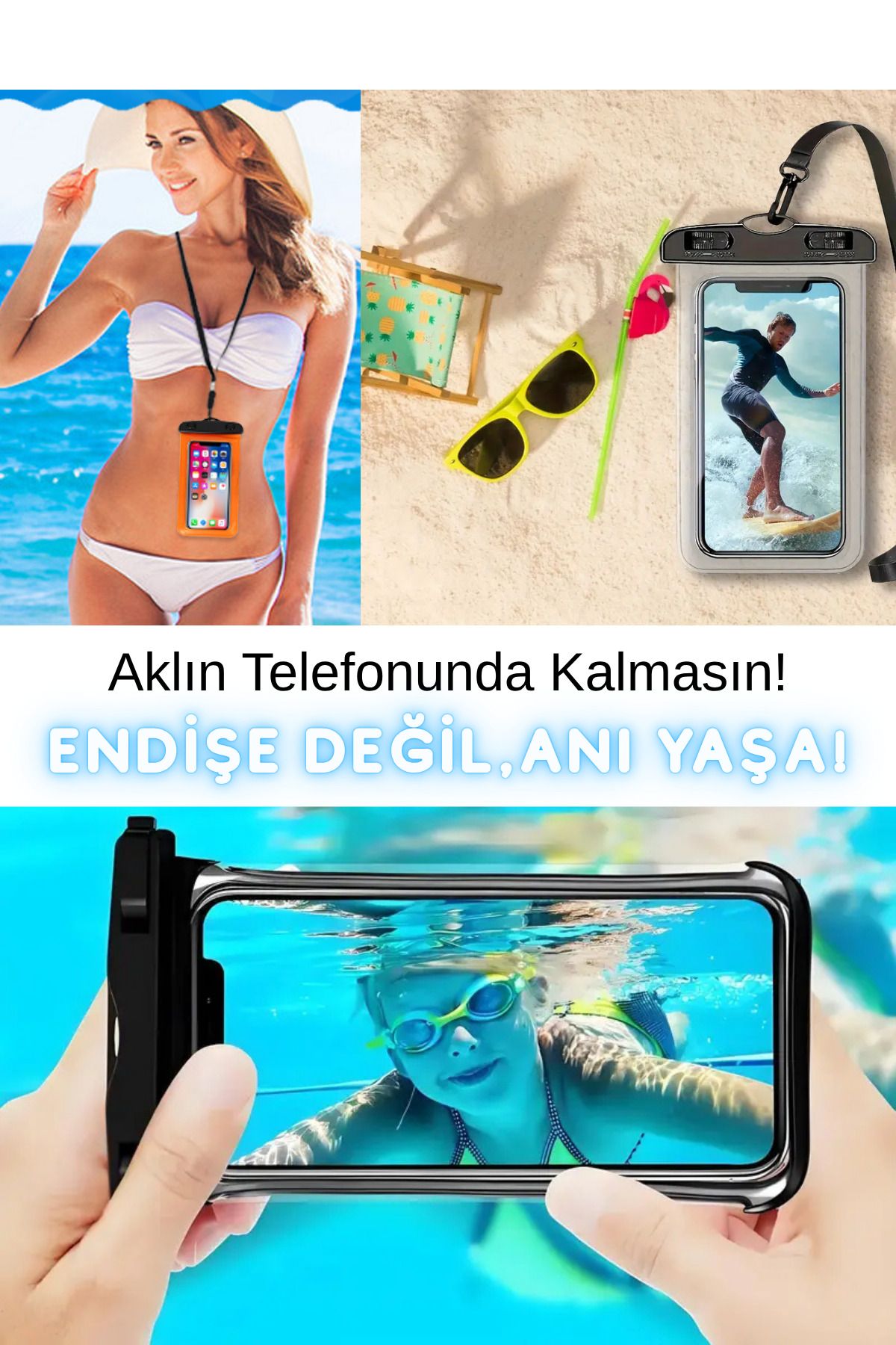 Shopura Tüm Modellere Uyumlu Su Geçirmez Waterproof Telefon Kılıfı Su Altı Telefon No Color Renkli Kılıfı