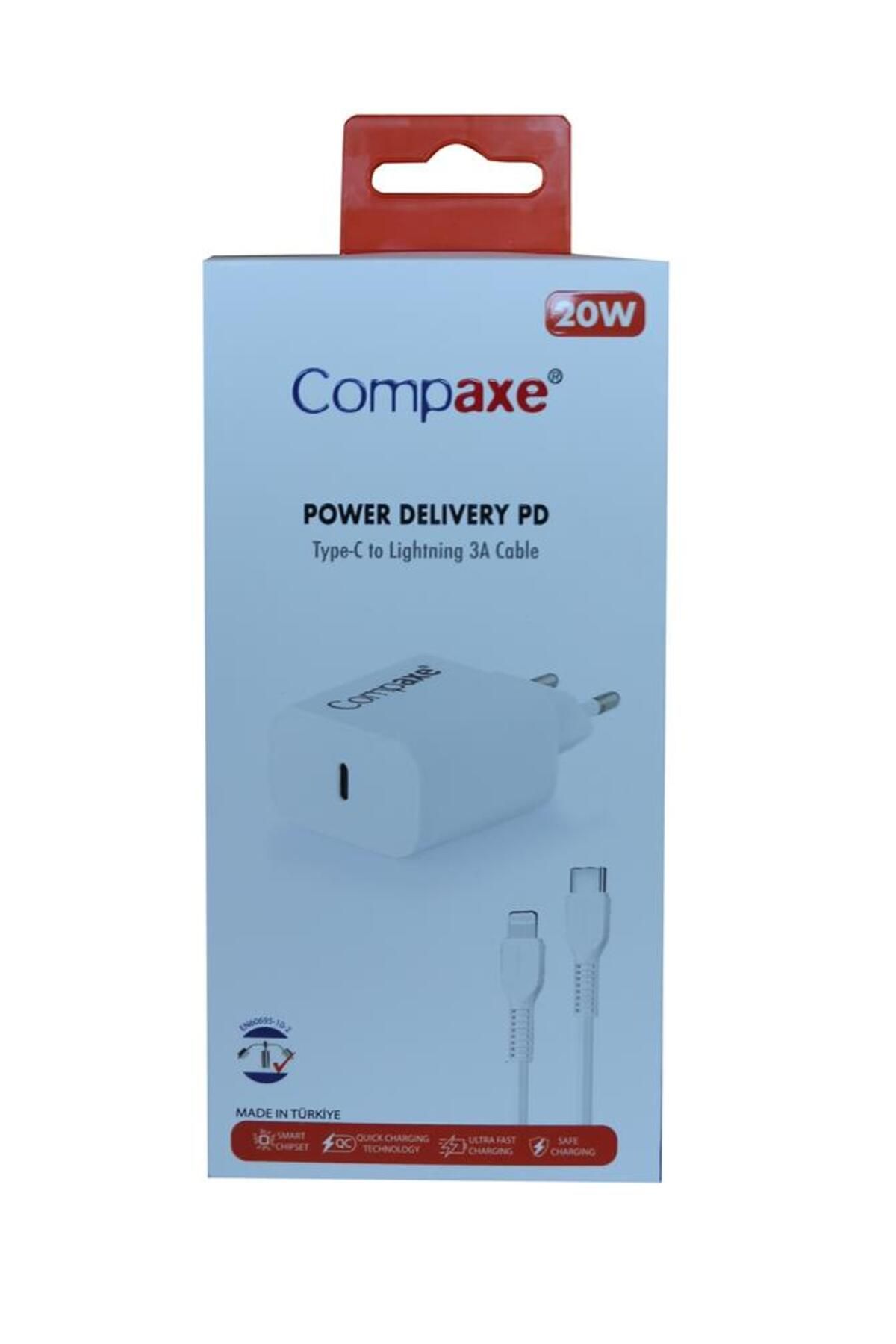 Vobotek Teknoloji Compaxe CTA-200TI 20W 5V 3A PD Ev Şarj Kafa+Type-C Şarj Kablosu