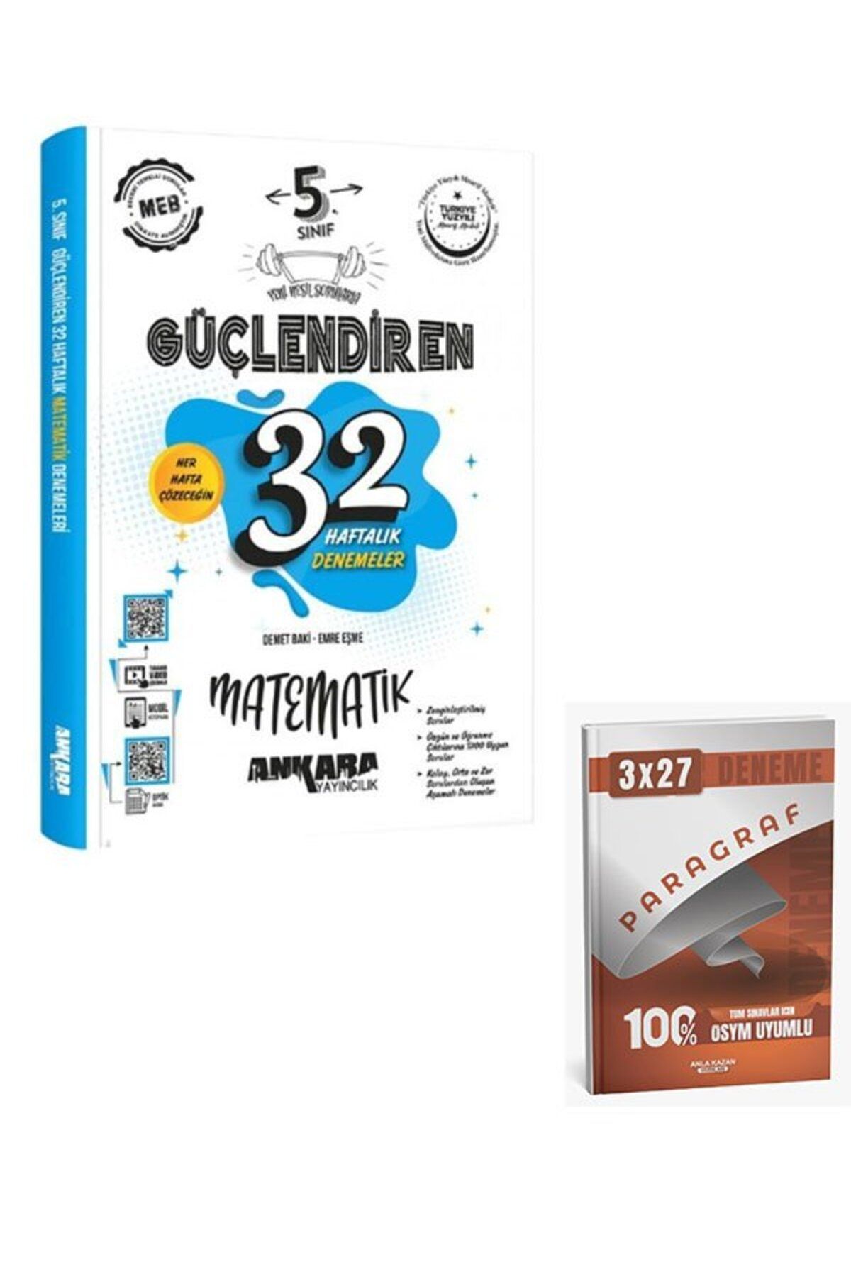 Anla Kazan Yayınları Ankara 2026 5. Sınıf Matematik Güçlendiren 32 Haftalık Denemeleri+Anla Kazan Paragraf