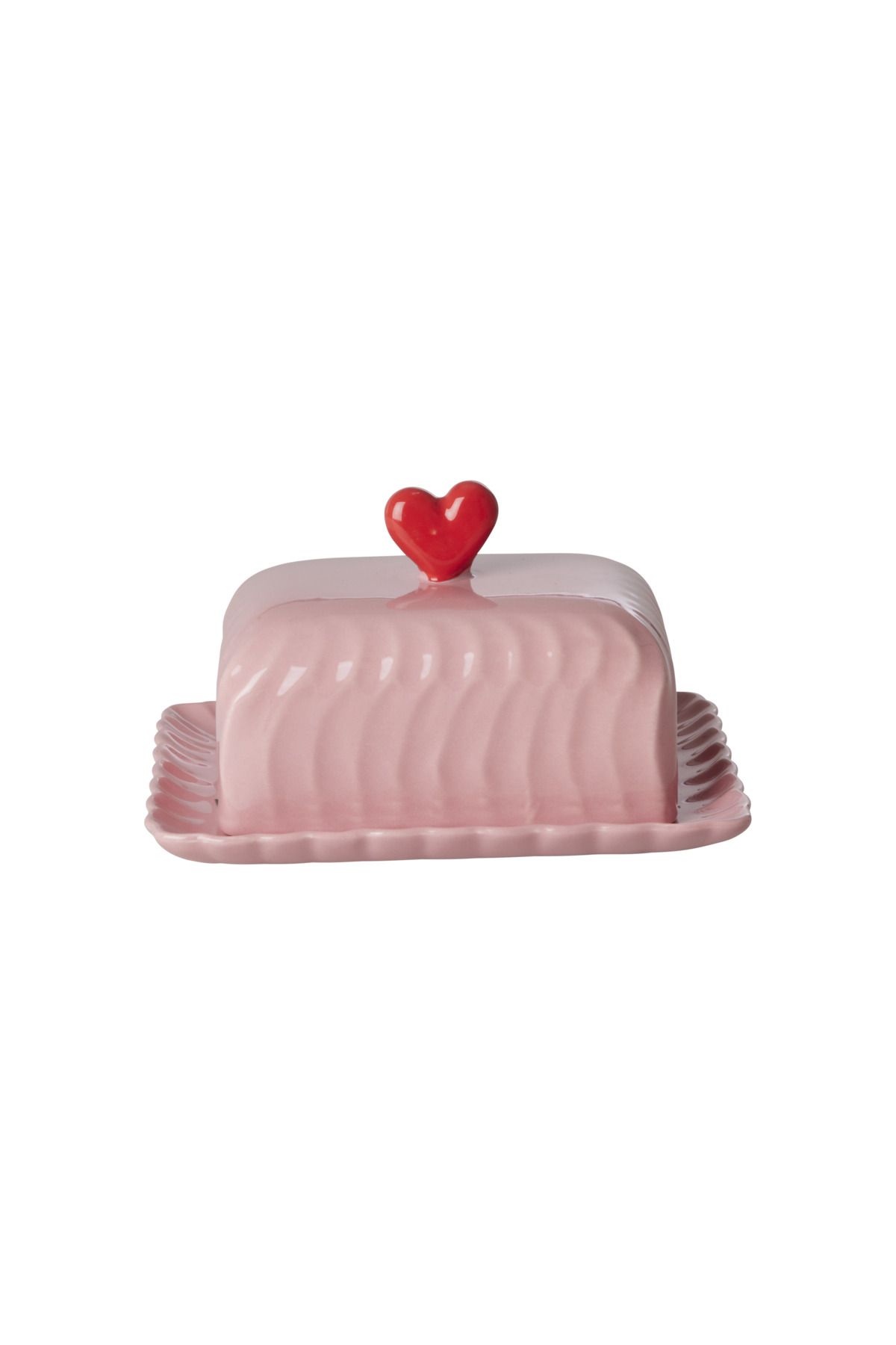 RICE Seramik Tereyağlık - Pembe Kalp
