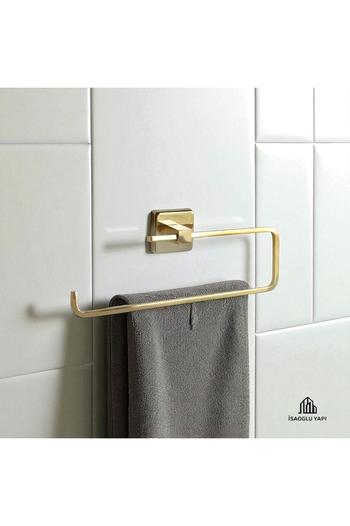 İSAOĞLU YAPI Gold Havluluk Pirinç Malzeme Gold Askılık Modern Tasarım Gold Renk