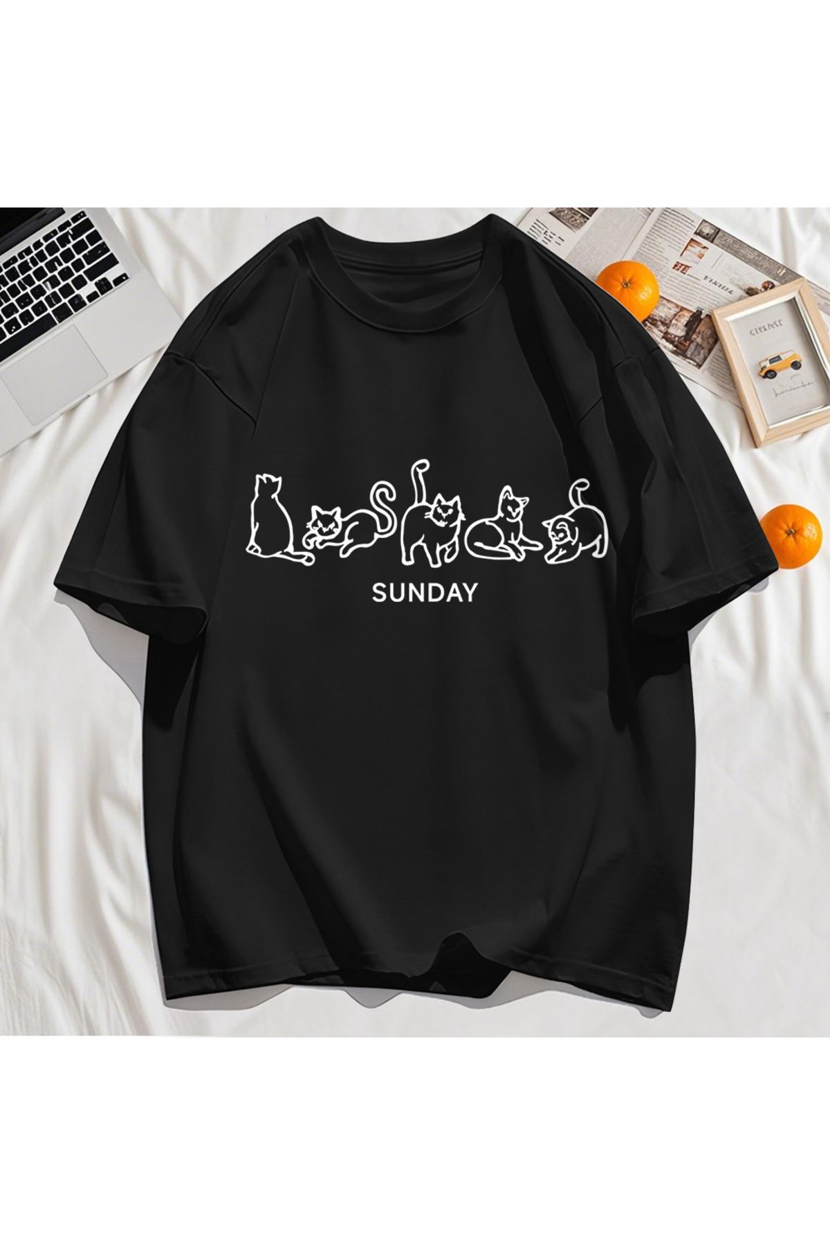 StartMore Y2k Vintage Tişört Tee Pazar Karikatür Kediler Tasarım Baskı