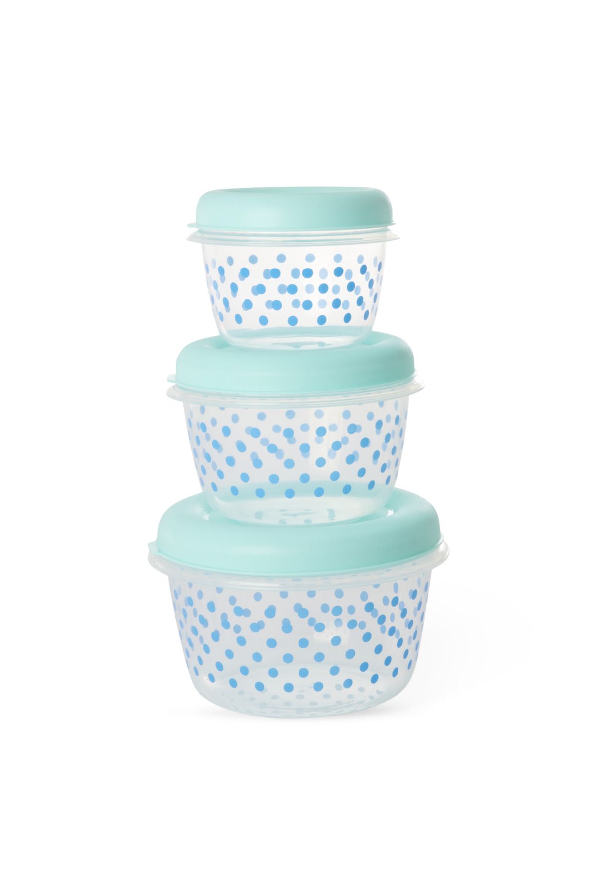 RICE Plastik Saklama Kabı - Mint Puantiye