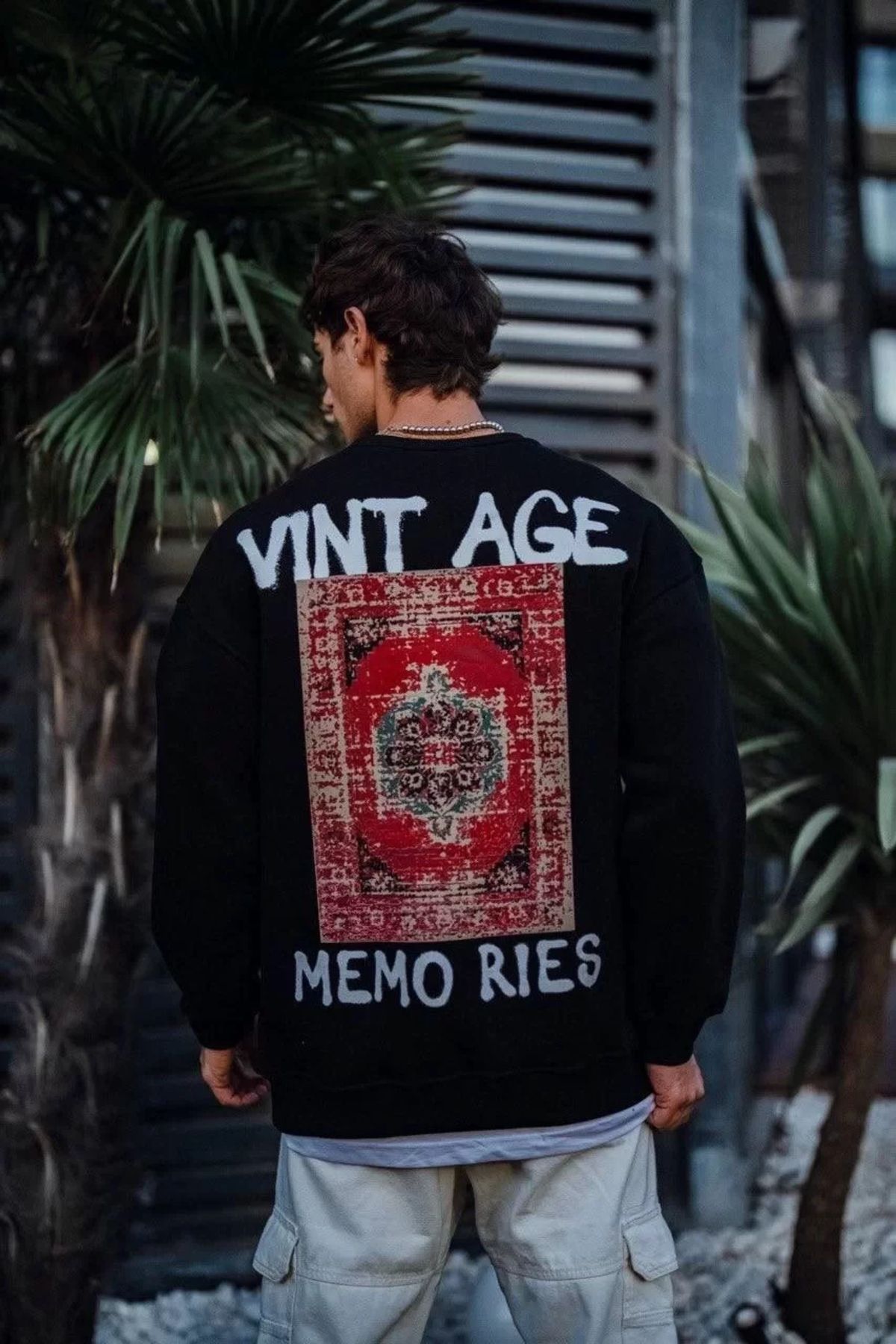 Silerra Oversize Bisiklet Yaka Üç İplik Baskılı SweatShirt - Siyah