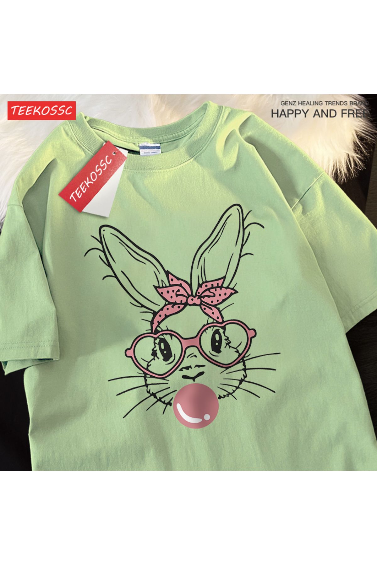 StartMore Y2k Vintage Tişört Tee Kabarcık üfleme moda tavşan
