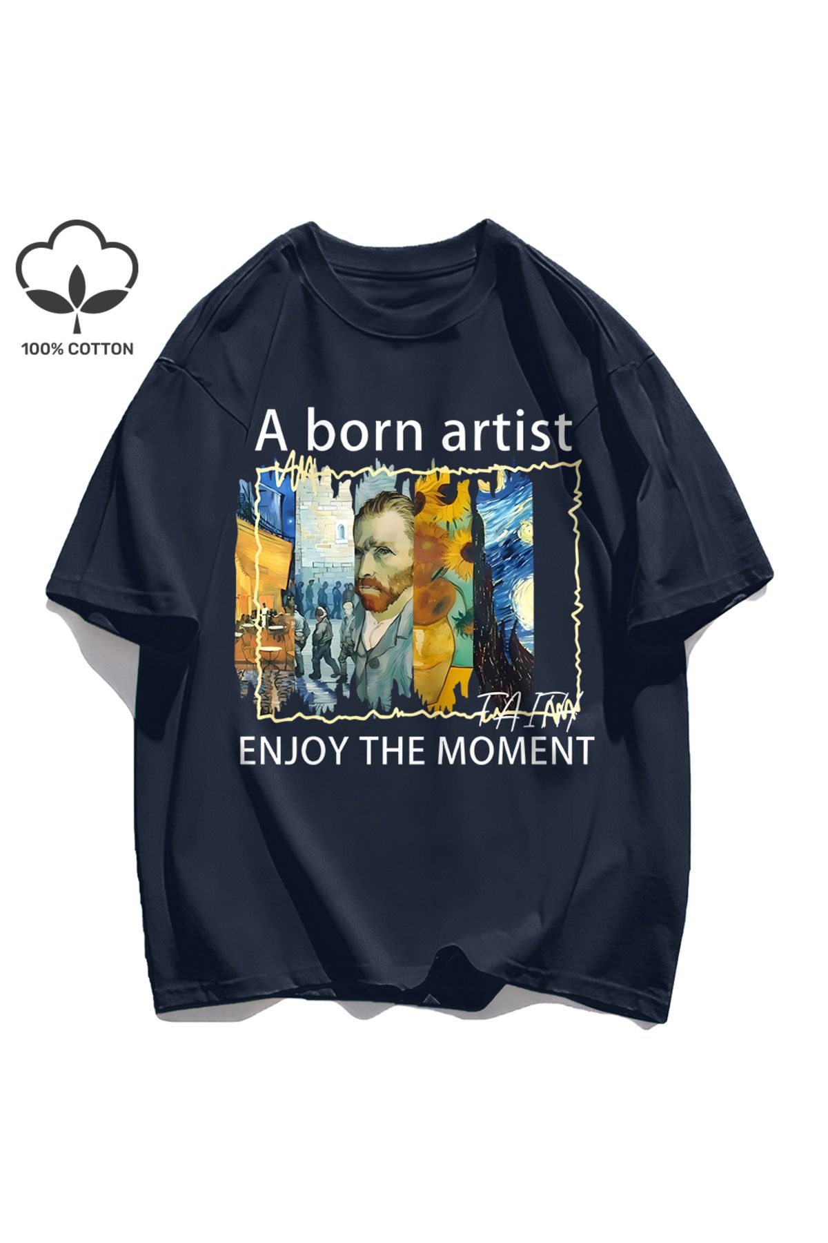 StartMore Y2k Vintage Tişört Tee Yağlıboya Metin Kombinasyonu