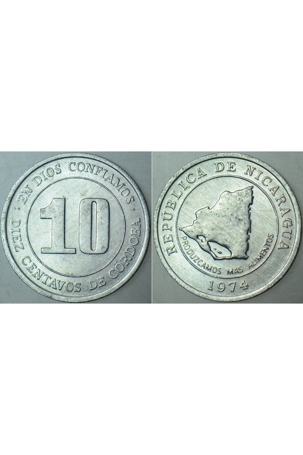 Banknoting NİKARAGUA 10 CENTAVOS 1974 FAO. ALÜMİNYUM ÇİL(-) KONDİSYON.