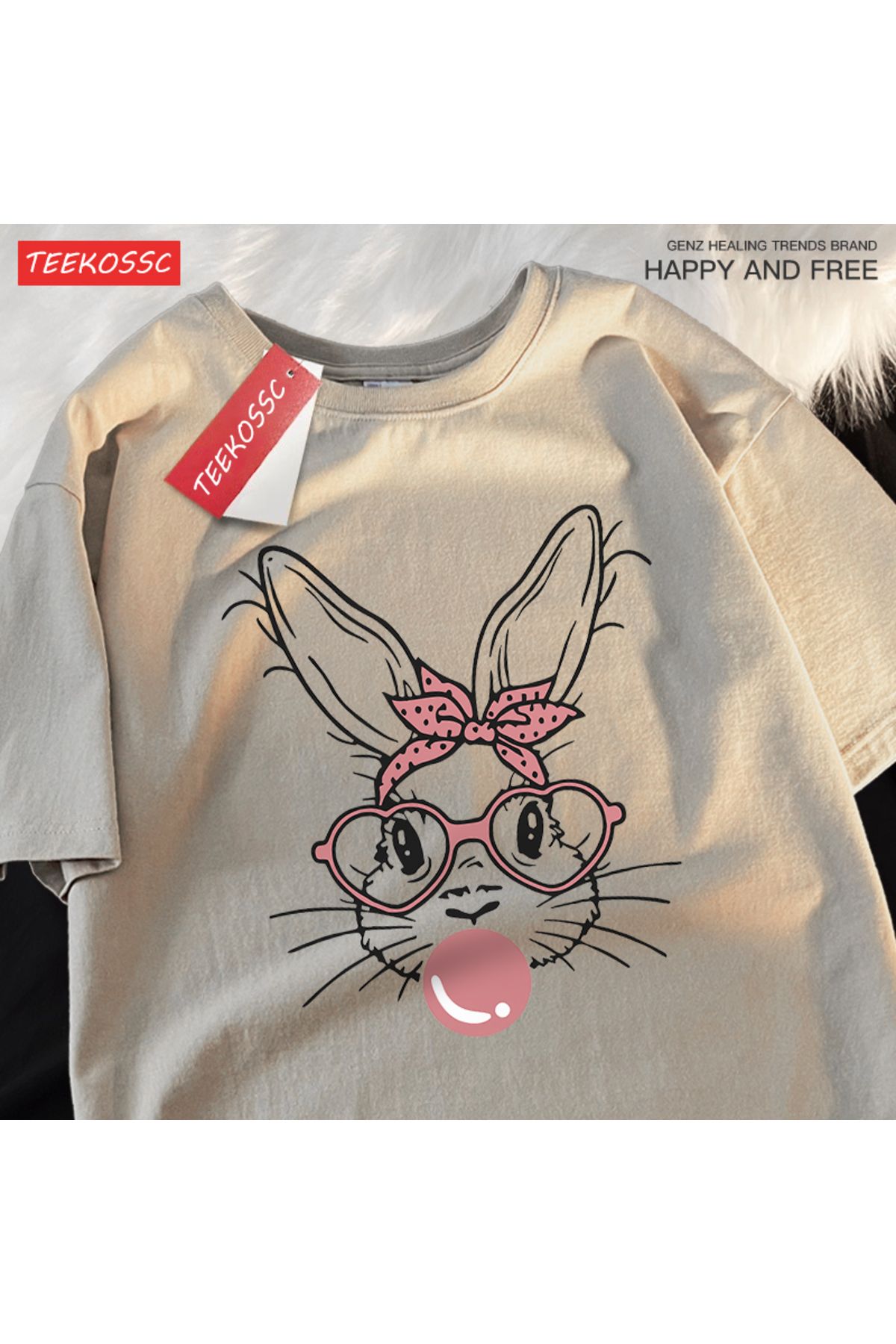 StartMore Y2k Vintage Tişört Tee Kabarcık üfleme moda tavşan