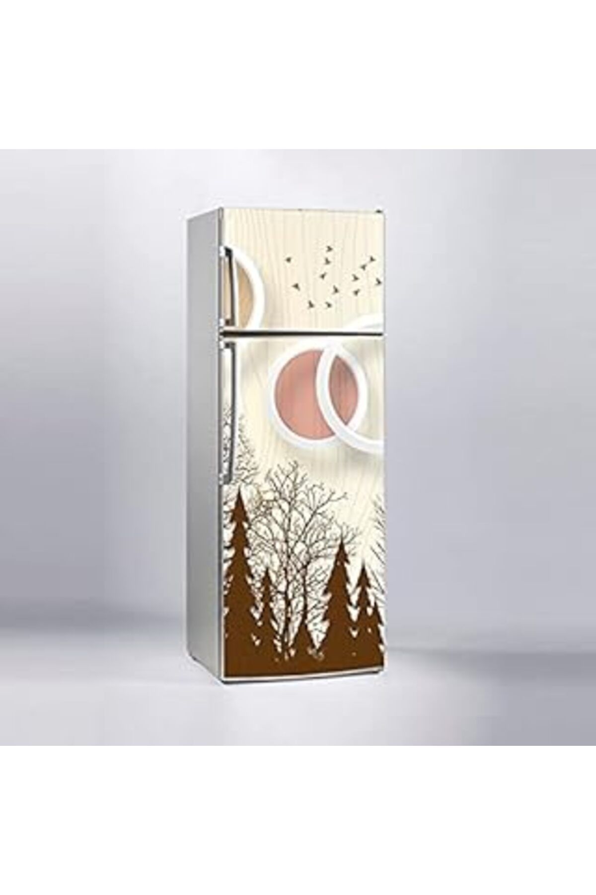 NETWORK ART Buzdolabı Sticker Kaplama Dolap Kaplama Etiketi Kahverengi Ağaç Daire