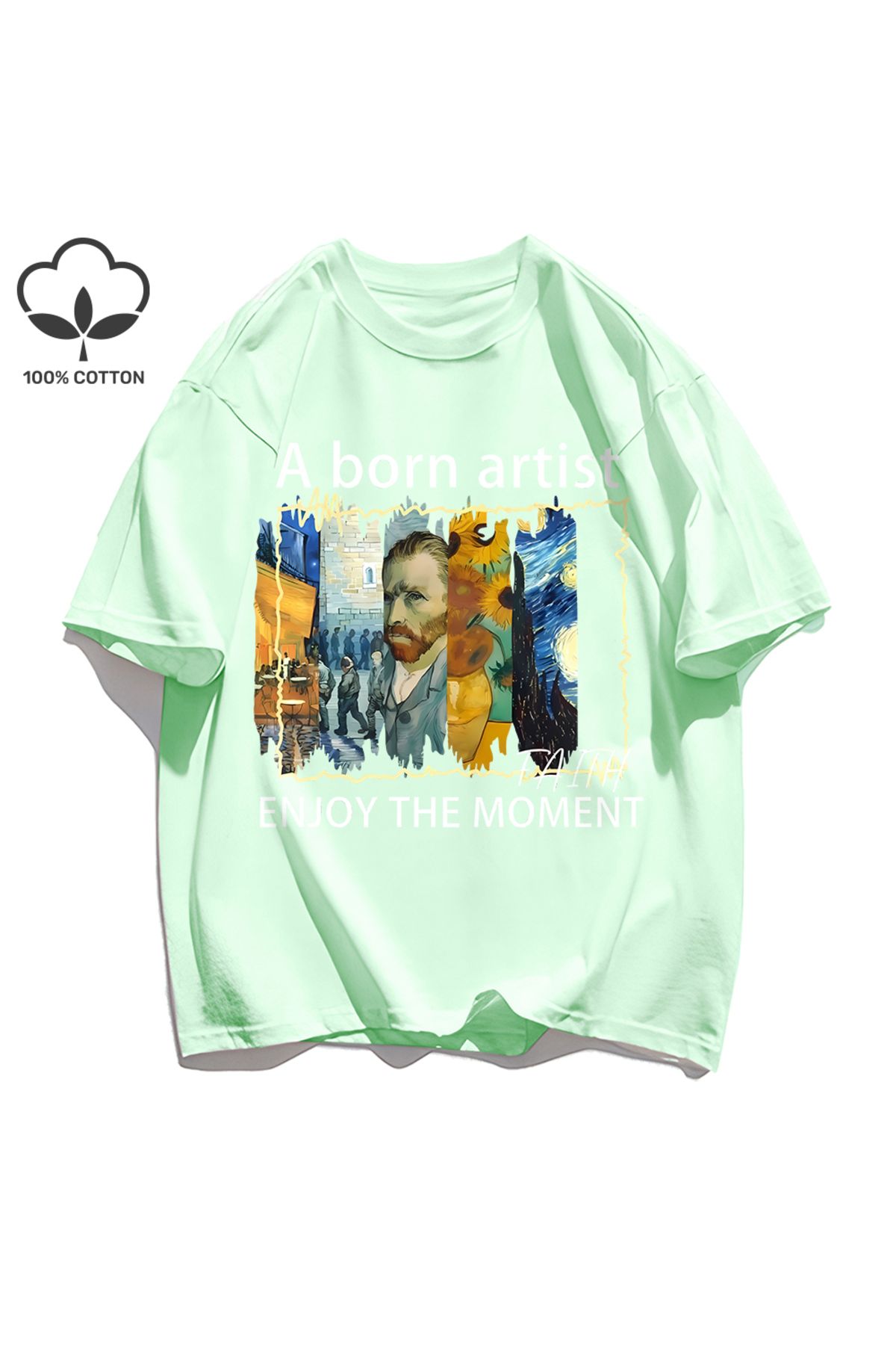 StartMore Y2k Vintage Tişört Tee Yağlıboya Metin Kombinasyonu