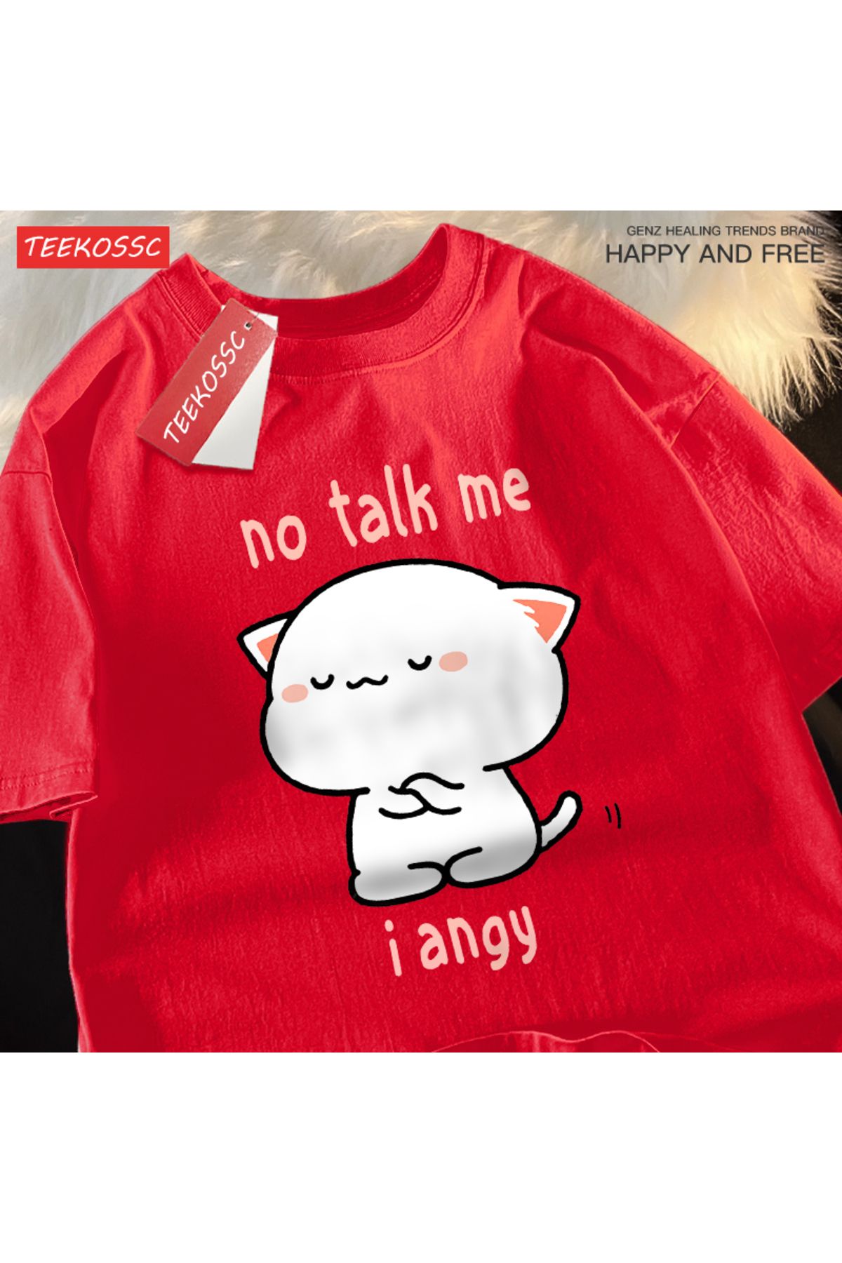 StartMore Y2k Vintage Tişört Tee Hayır konuşma bana ben Angy yüksek soğuk kedi
