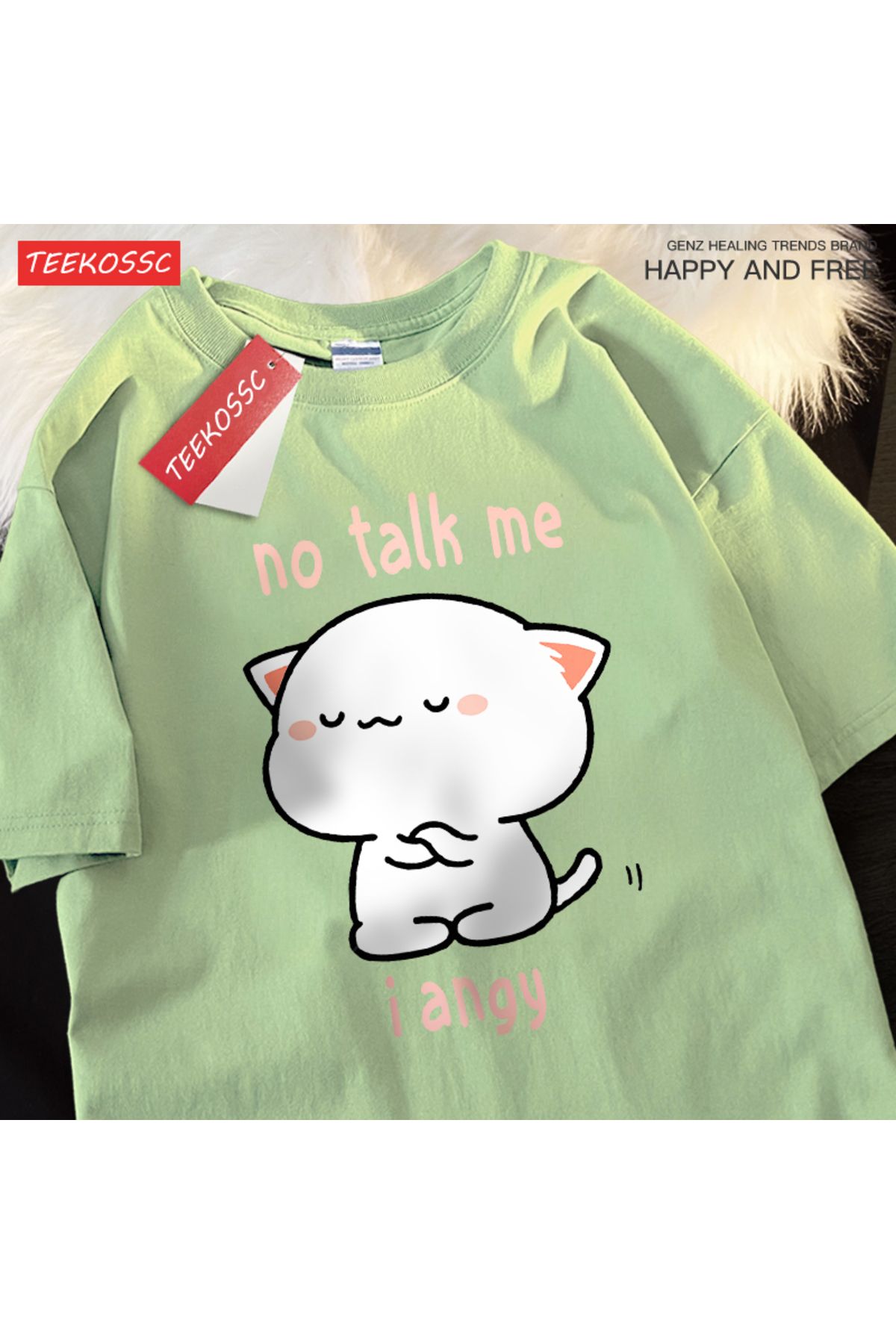 StartMore Y2k Vintage Tişört Tee Hayır konuşma bana ben Angy yüksek soğuk kedi