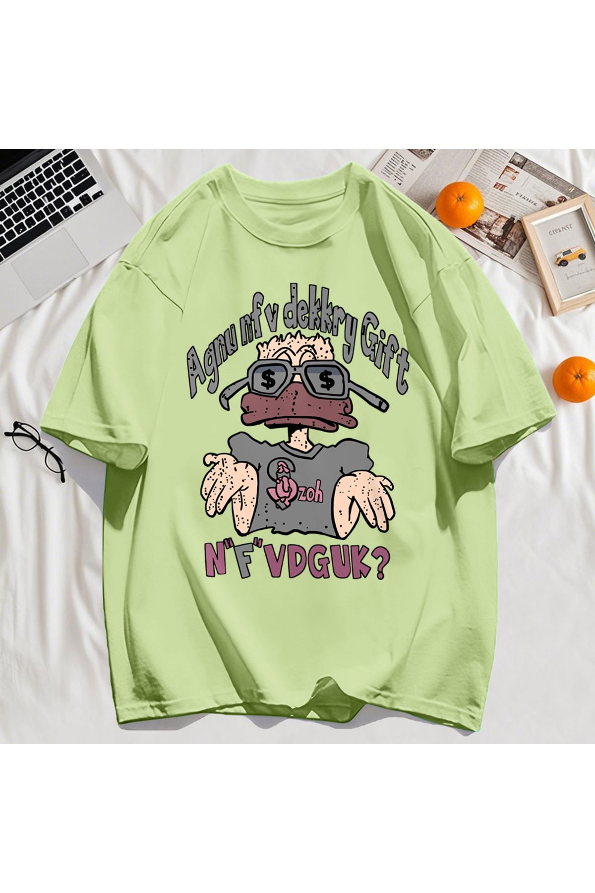 StartMore Y2k Vintage Tişört Tee Bir İnsan Gözlük Giyen Baskı