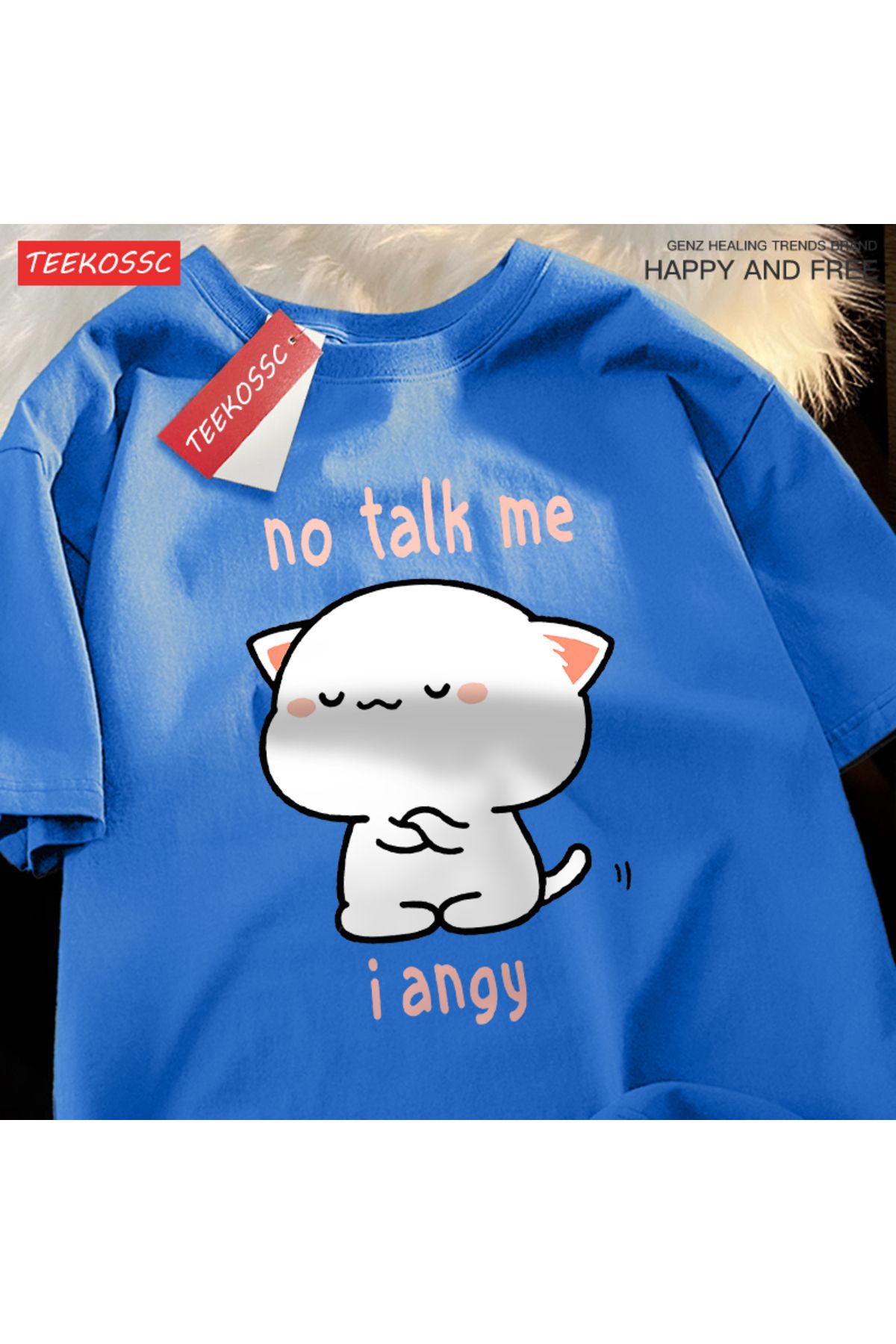 StartMore Y2k Vintage Tişört Tee Hayır konuşma bana ben Angy yüksek soğuk kedi