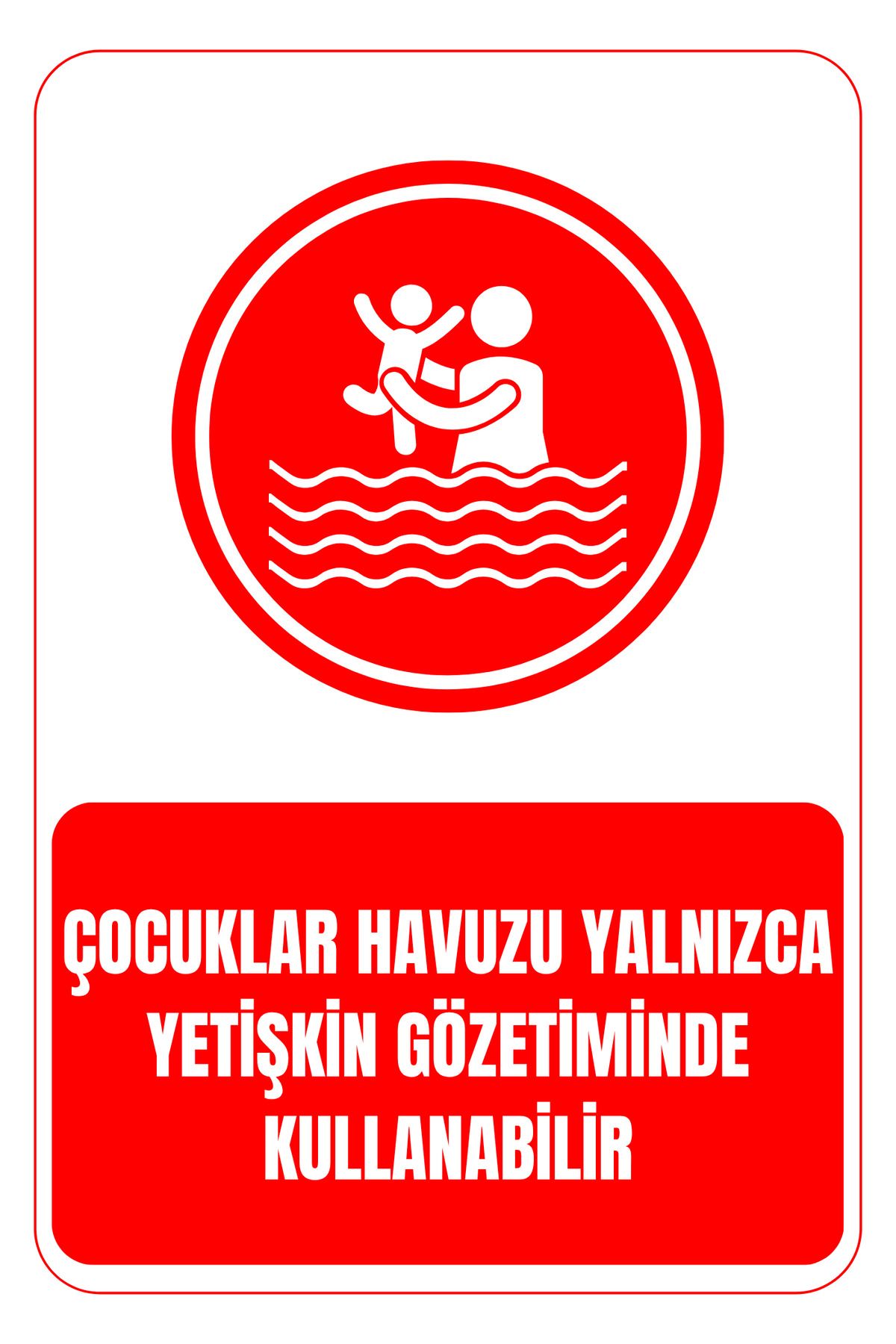 Girl Power 35 x 50 Çocuklar Havuzu Yetişkin Gözetiminde Kullanabilir Folyo Baskı Sticker Uyarı Levhası