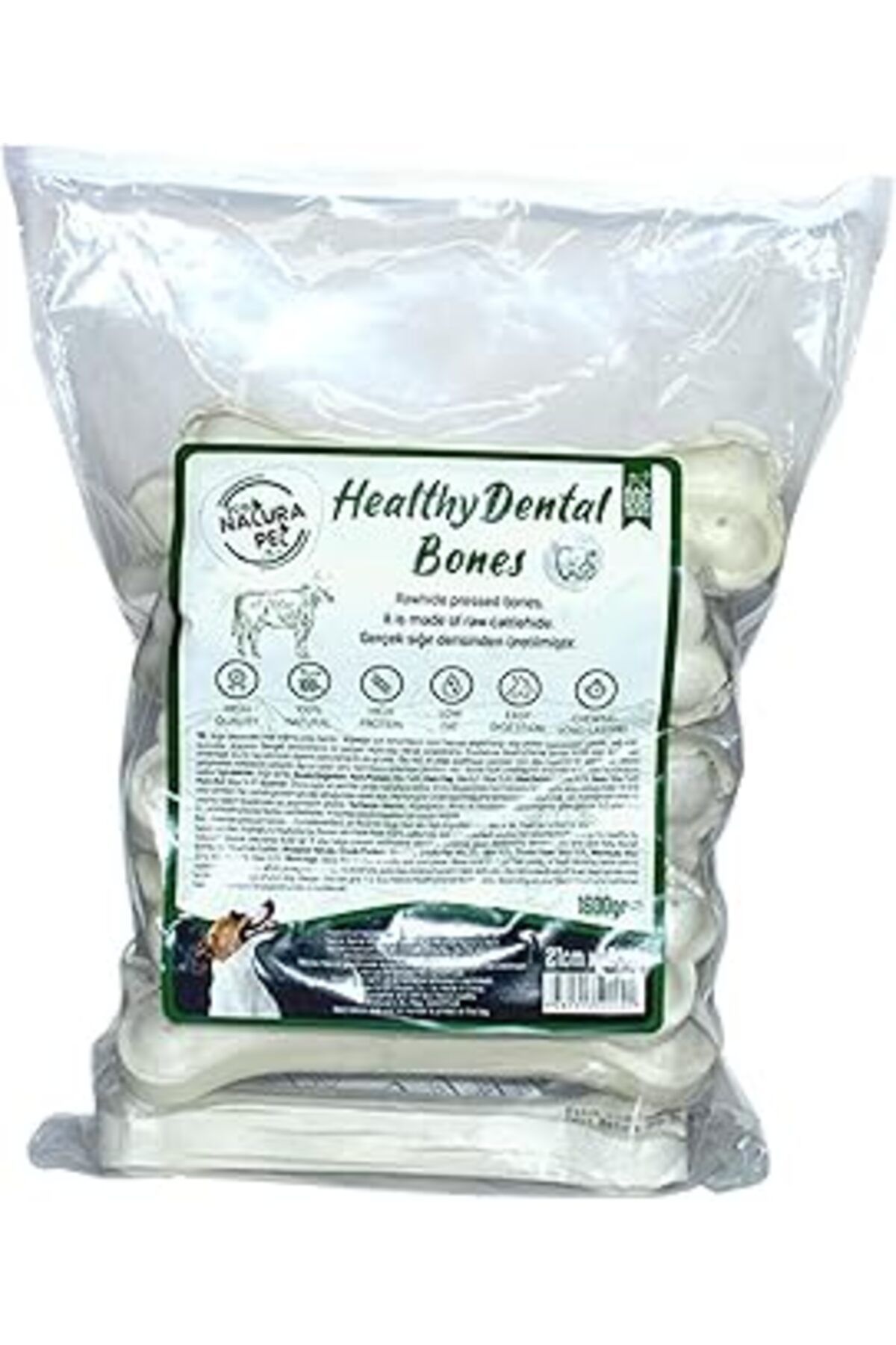 Mu Art Ahşap Eco Natura Pet Healty Dental Bones Beyaz Pres Kemik 21 Cm 10Lu 1600Gr
