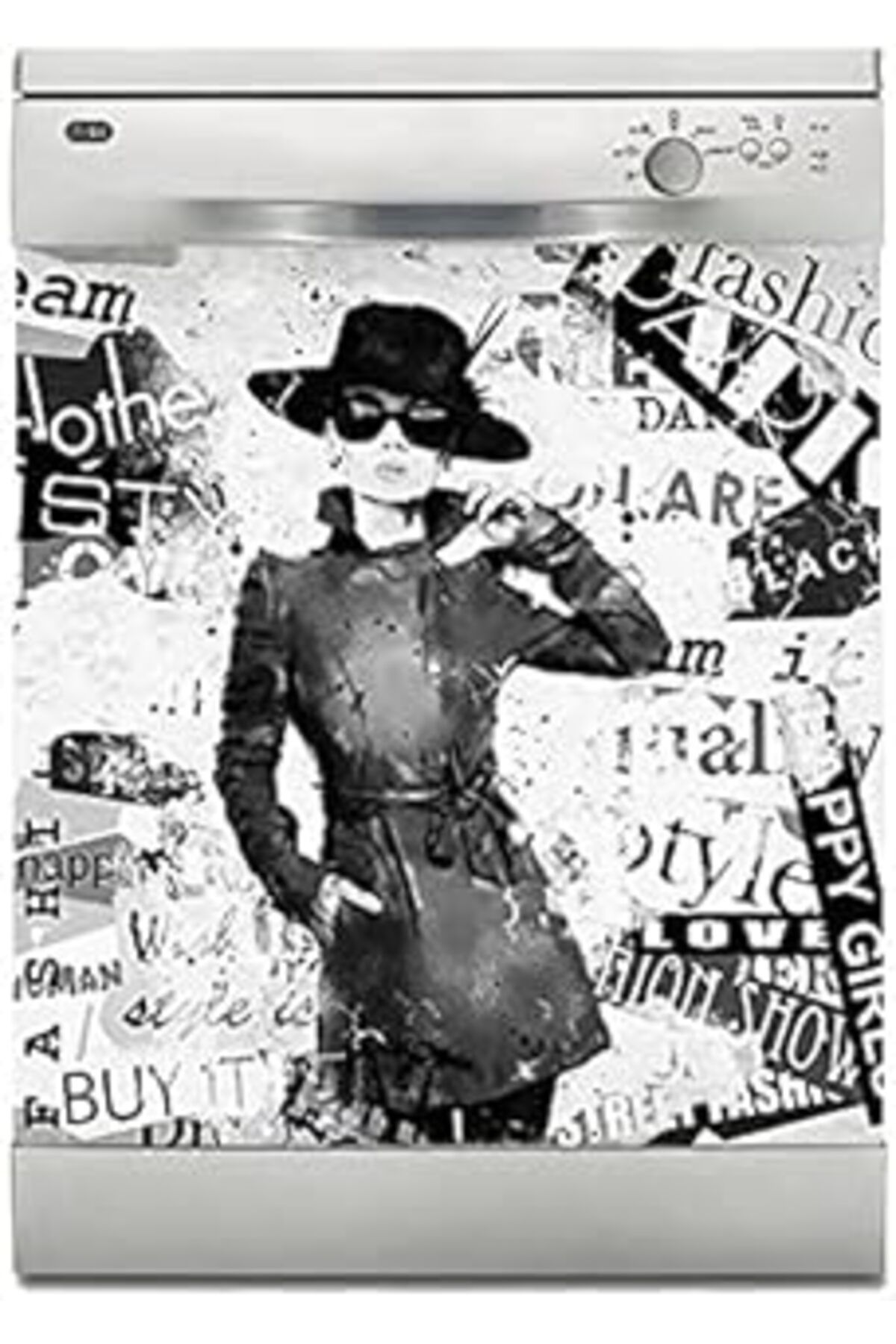 NETWORK ART Bulaşık Makinesi Sticker Kaplama Beyaz Eşya Kaplama Moda Grunge Kız