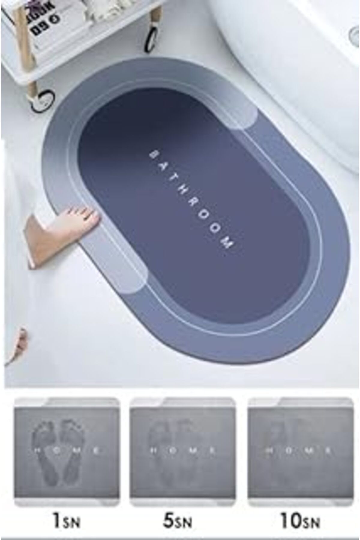 Qedii Sihirli Su Emici Banyo Paspası Kaymaz Tabanlı Abdest Paspası