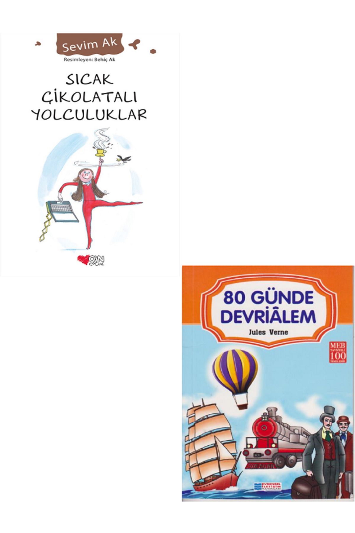 Evrensel İletişim Yayınları Sıcak Çikolatalı Yolculuklar + 80 Günde Devrialem 100 Temel Eser / 2 KİTAP SET