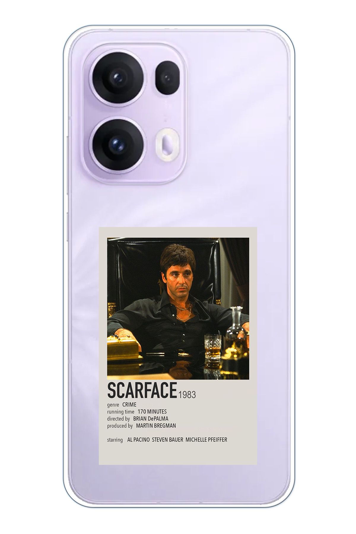 TechTree OPPO Reno 13 PRO Uyumlu Scarface Mini Poster Tasarımlı Şeffaf Silikon Kılıf