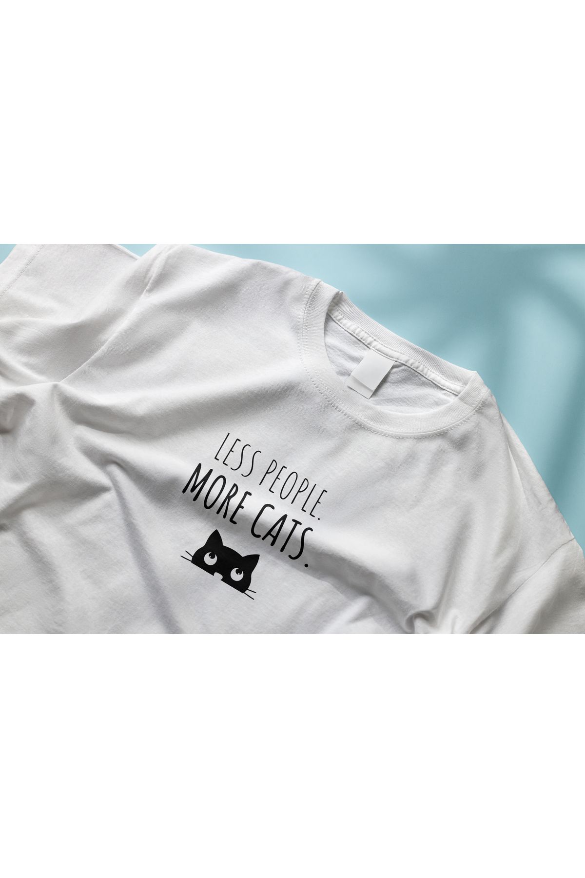YEACHY Unisex Yargılayıcı Kedi Baskılı T-Shirt