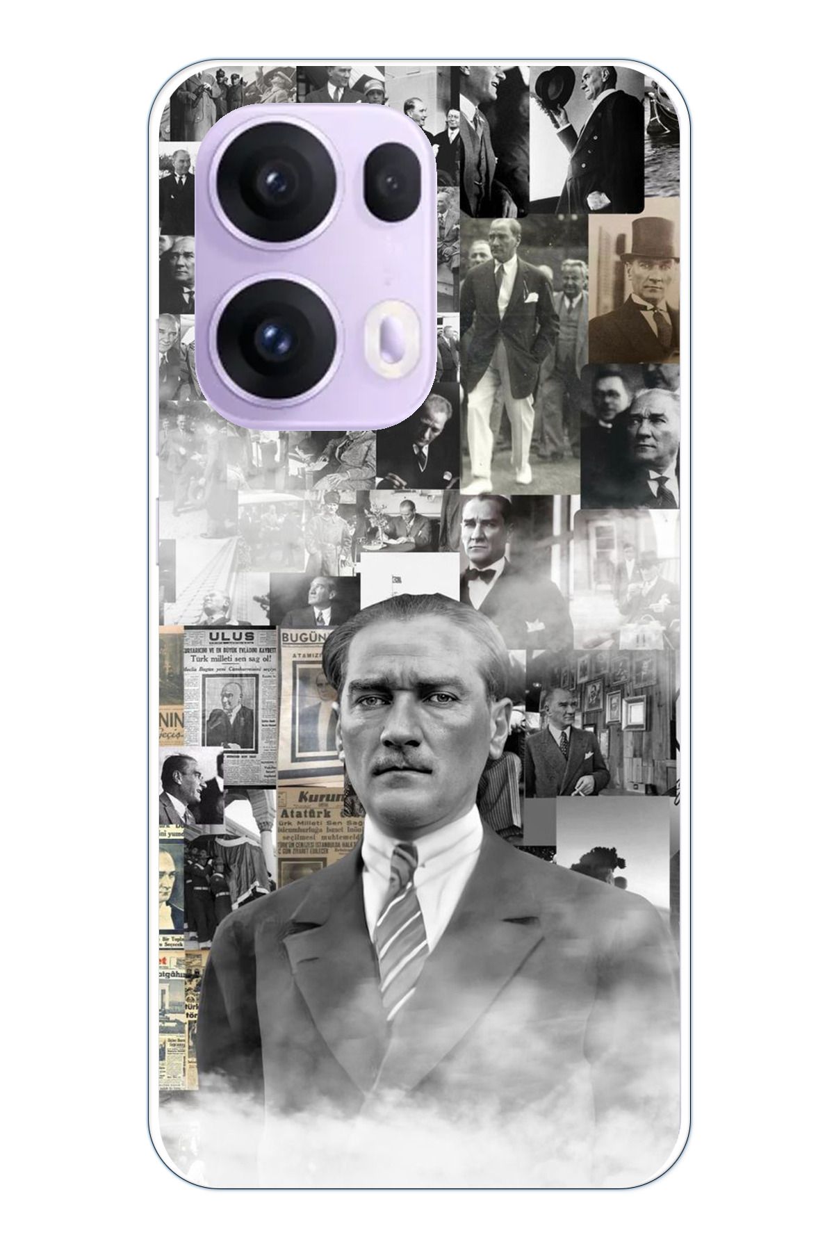 TechTree OPPO Reno 13 PRO Uyumlu Mustafa Kemal Atatürk Kolaj Şeffaf Silikon Kılıf