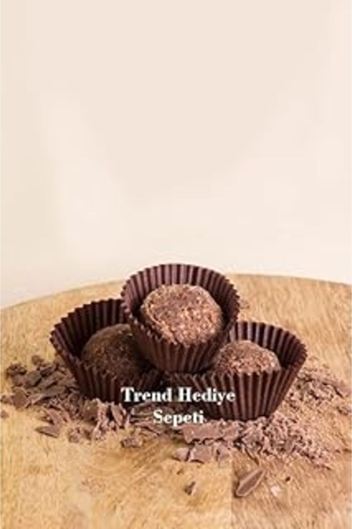 Mu Art Ahşap Trend Hediye Sepeti Takribi 200 Adet Mini Boy Kahverengi Truff Çikolata Kağıdı, Lokum Kağıdı, Muffi