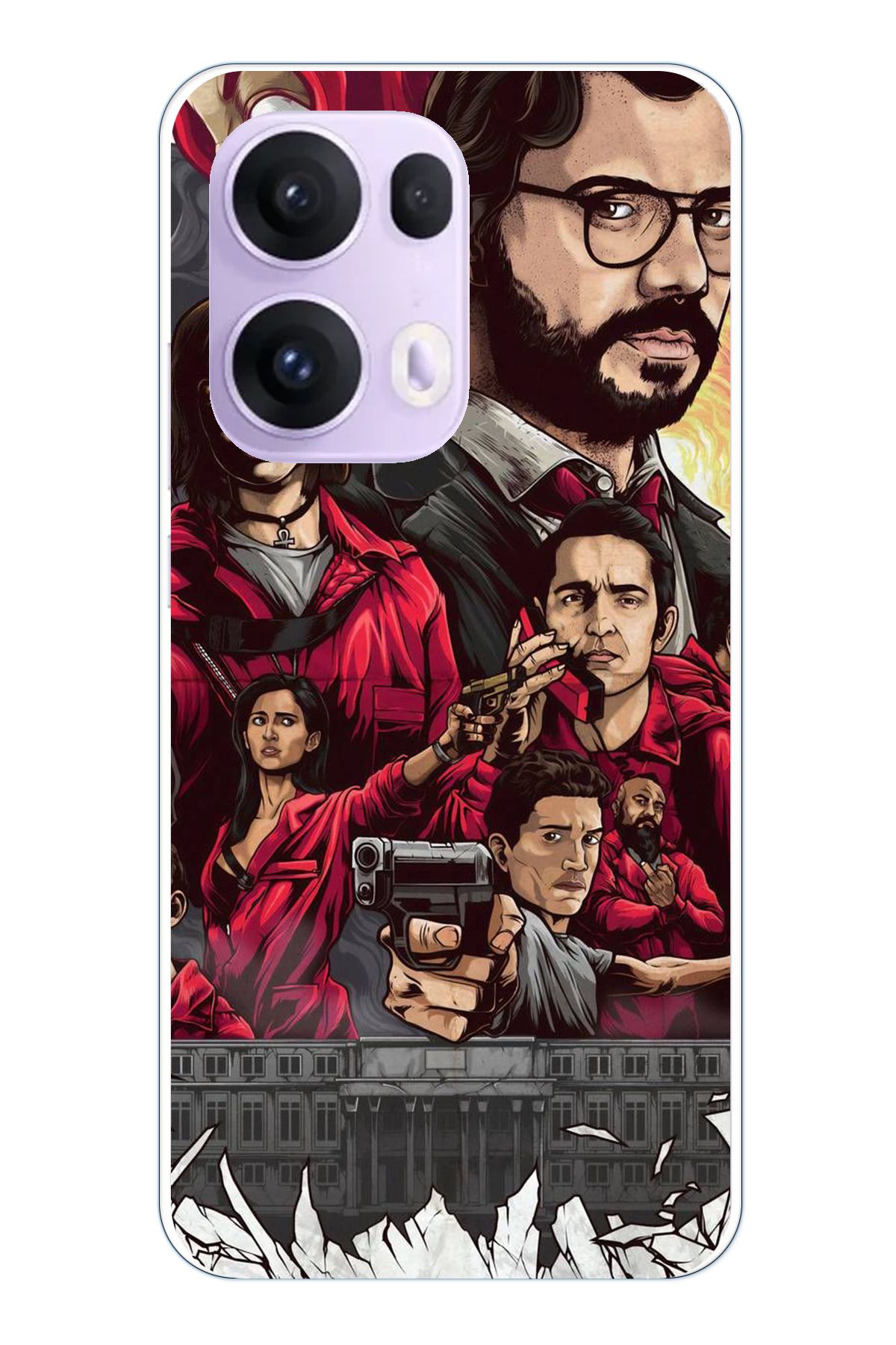 TechTree OPPO Reno 13 PRO Uyumlu La casa de papel portre Tasarımlı Şeffaf Silikon Kılıf