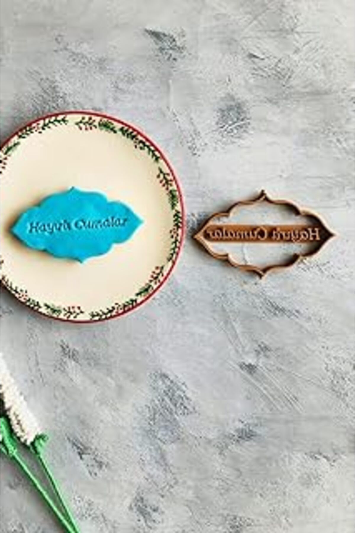 Mu Art Ahşap Cestopieno Hayırlı Cumalar Yazılı Hamur Şekillendirici/Kurabiye Kalıbı/Seramik/Polimer/Şeker Hamuru