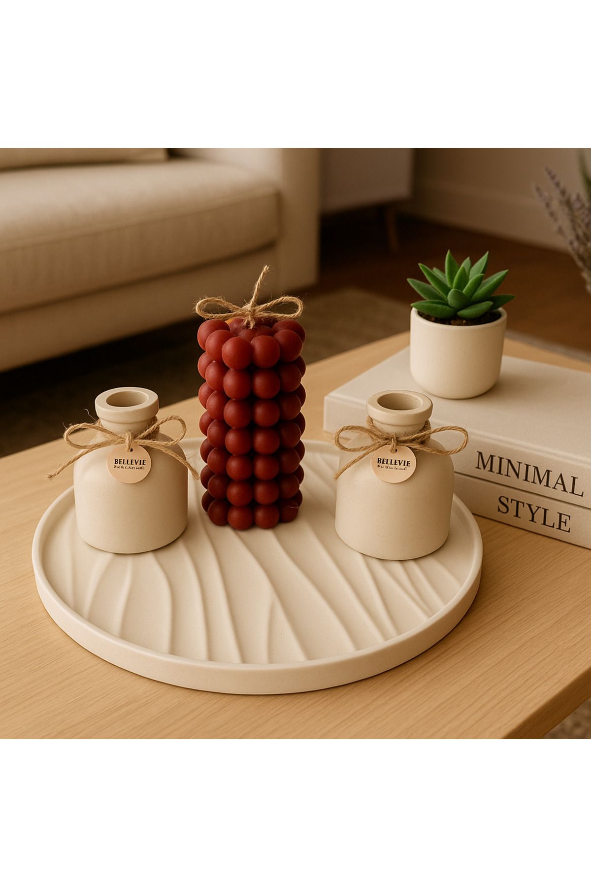 Handmade Dekoratif mum seti 4 lü takım bellevie