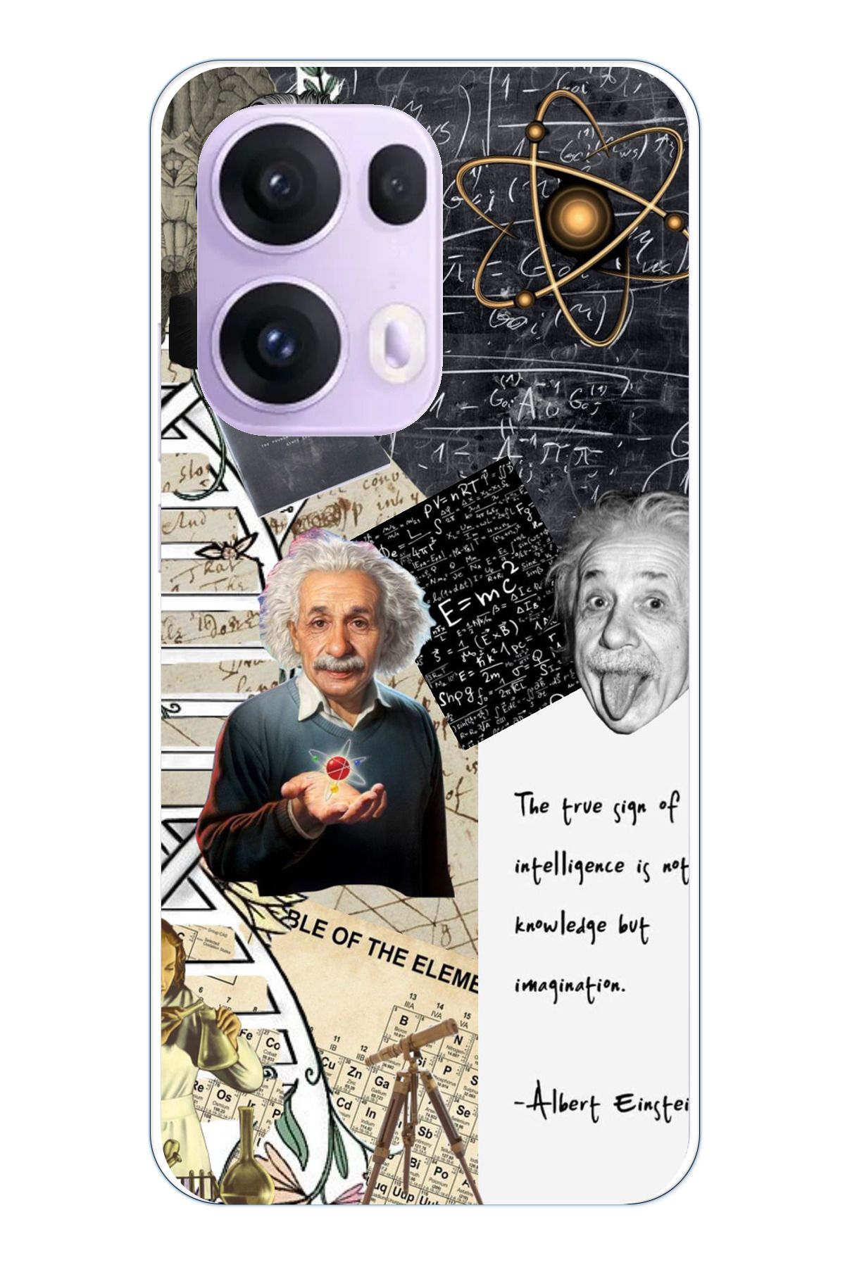 TechTree OPPO Reno 13 PRO Uyumlu Albert Einstein Şeffaf Silikon Kılıf