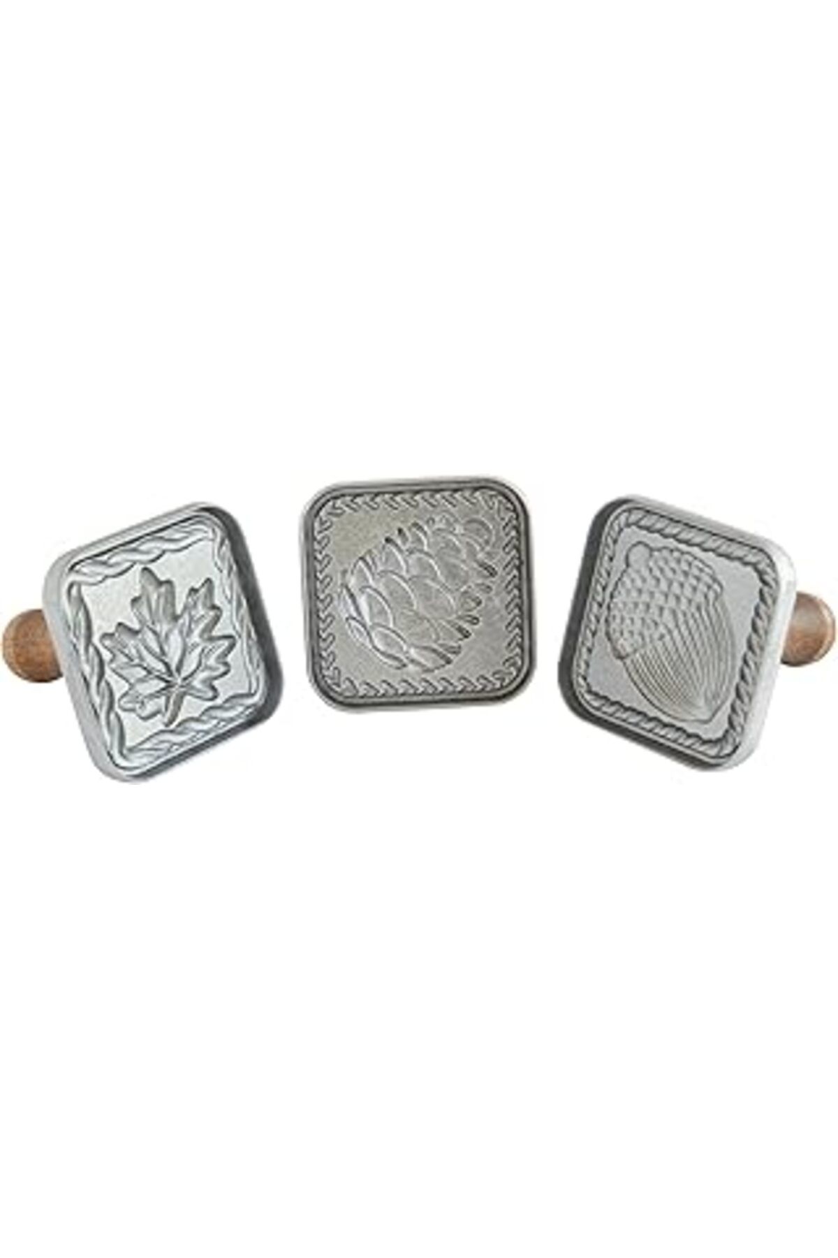 Mu Art Ahşap Nordic Ware Kurabiye Pulları, 3 Inç Kareler, Gümüş